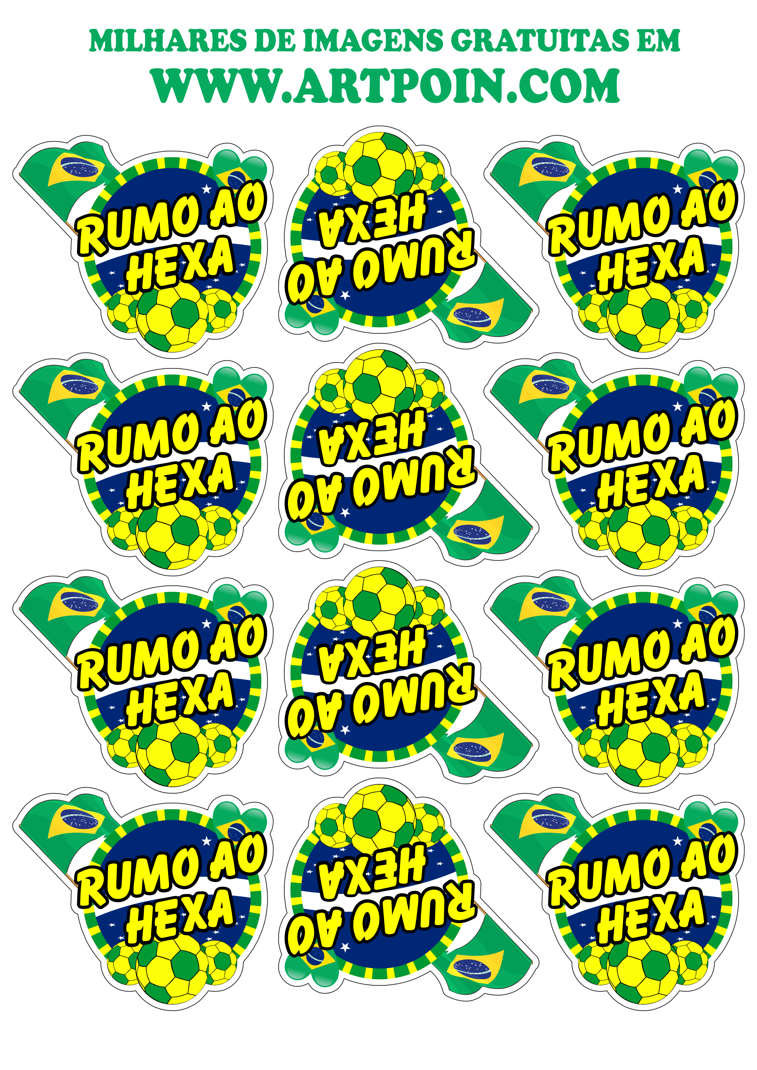 Adesivos stickers copa do mundo brasil rumo ao hexa grátis png