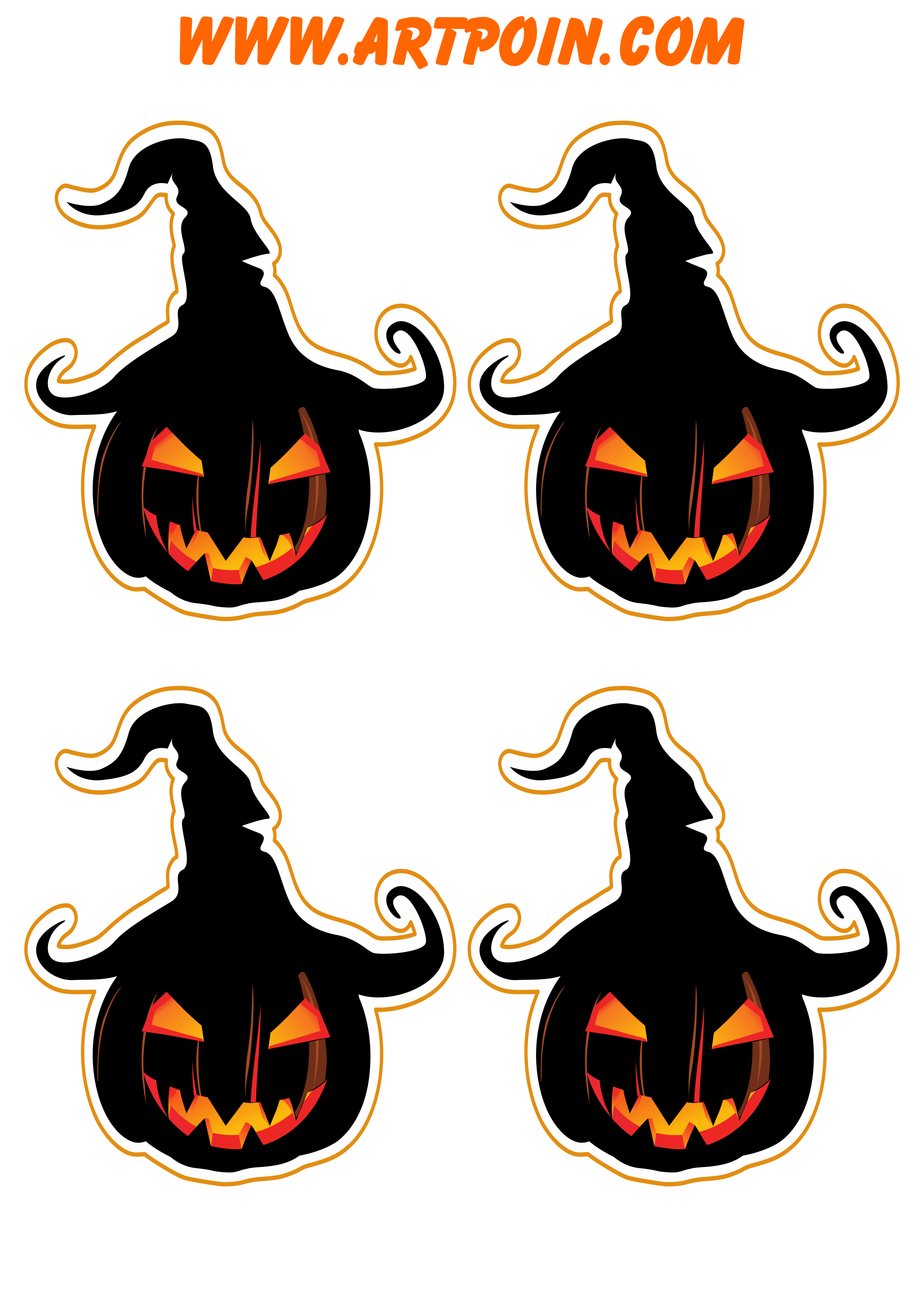 Halloween aboboras assustadoras stickers para decoração de festa tags cupcake png