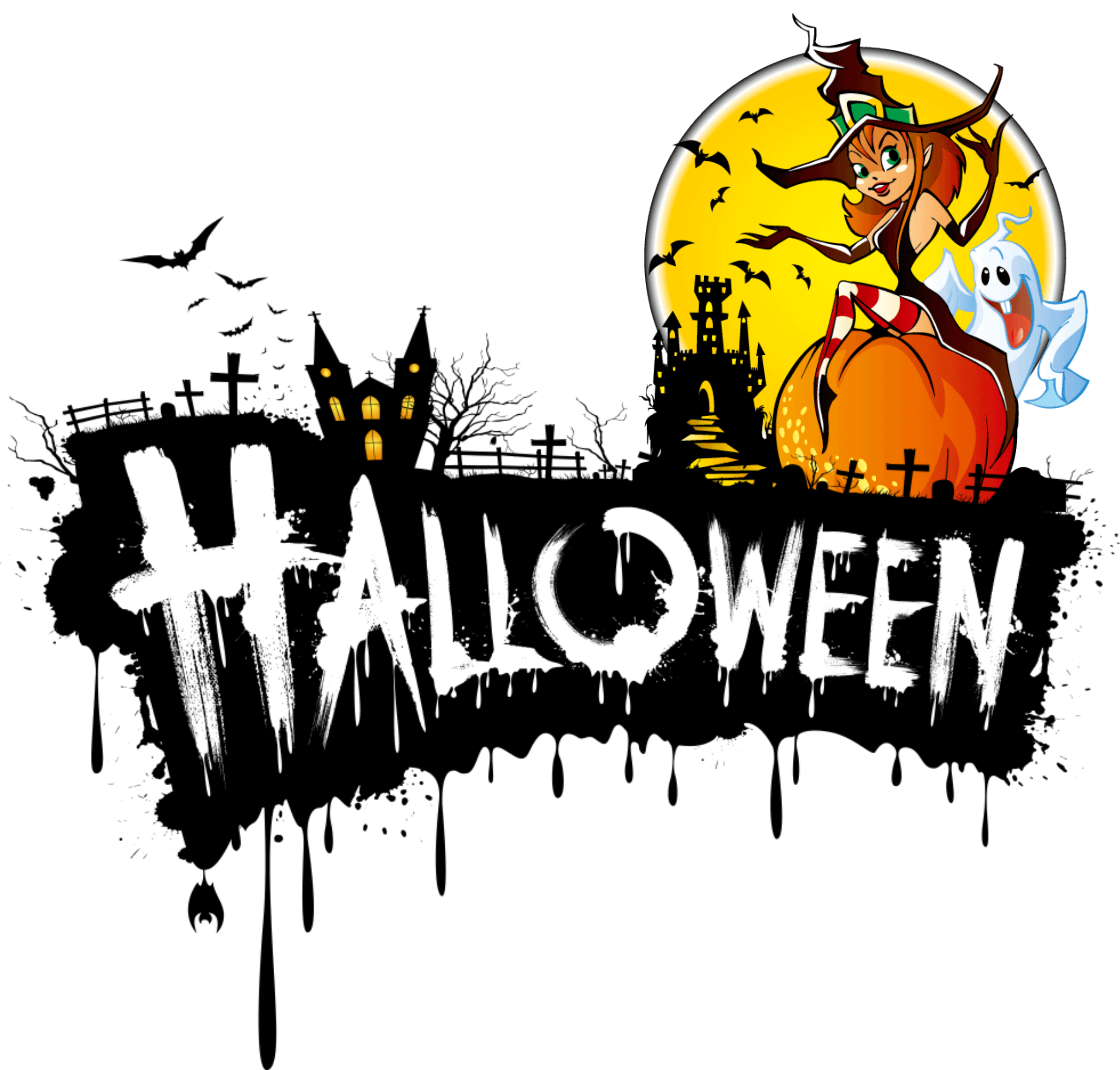 Halloween dia das bruxas logo letreiro para artes em geral png