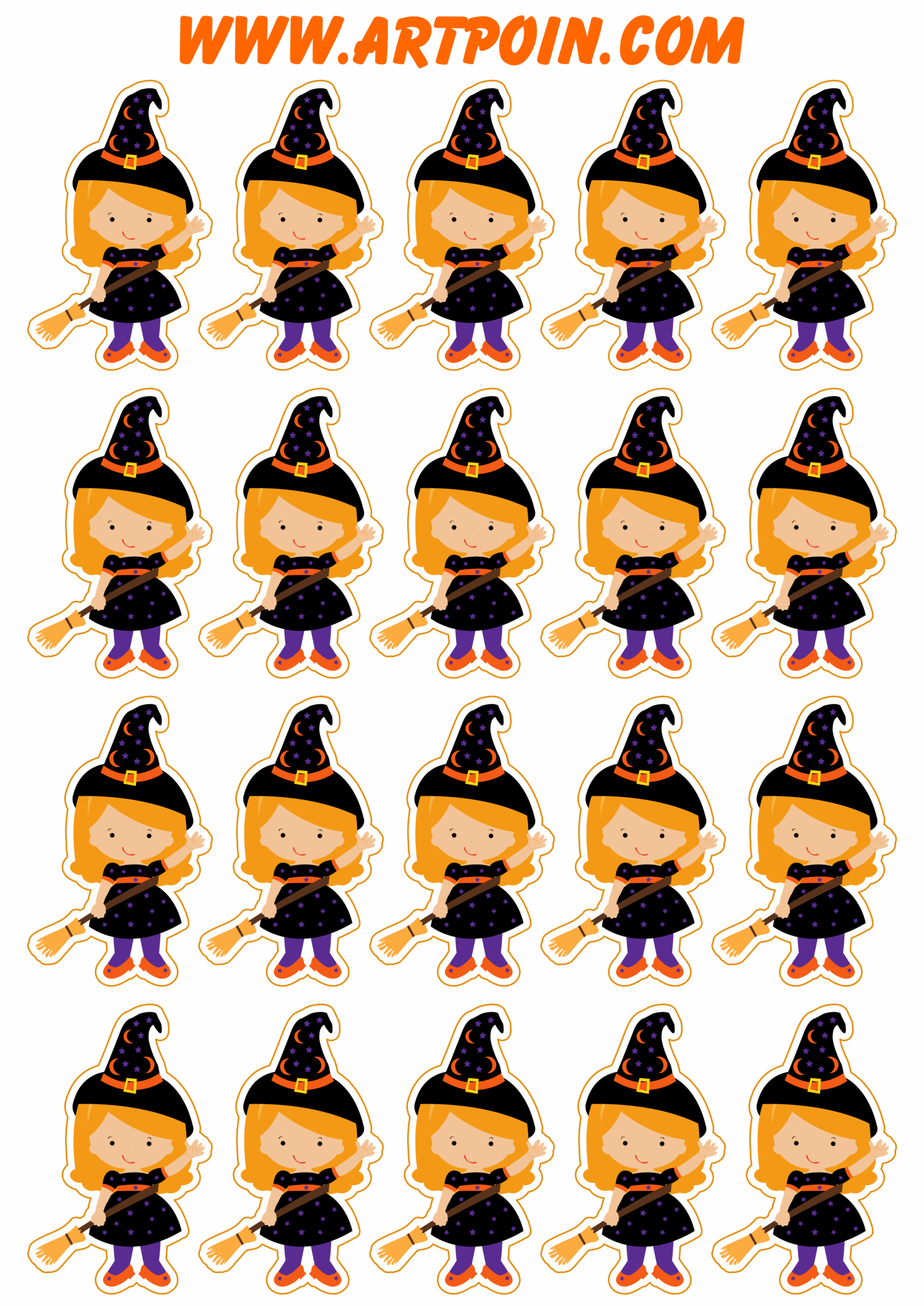 Halloween witch tags for cupcake and sweets party decor 20 images png