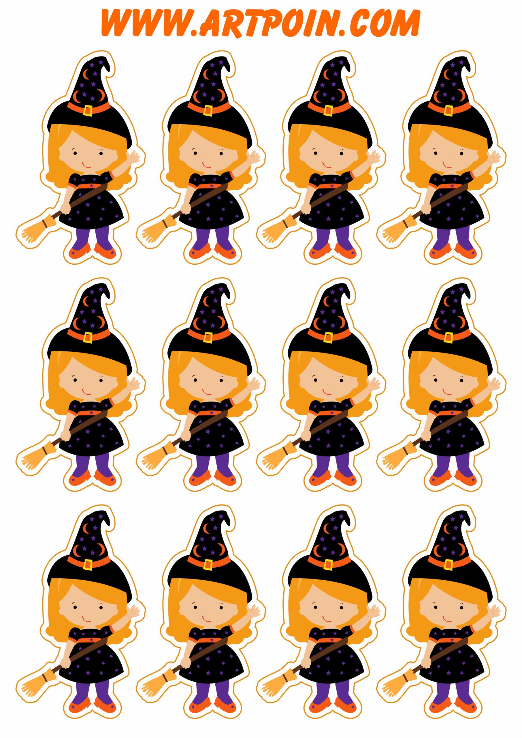 Halloween witch tags for cupcake and sweets party decor 12 images png