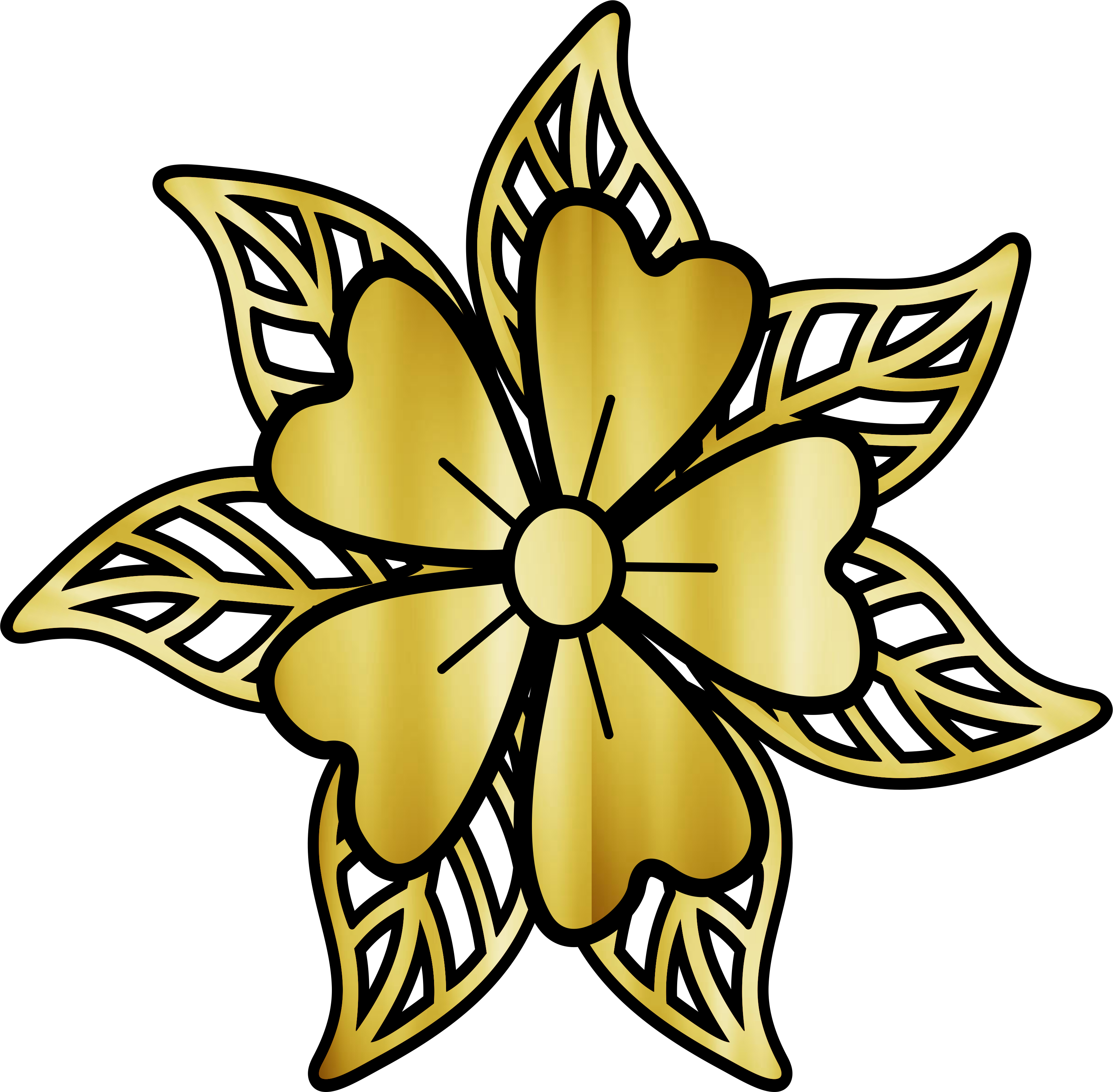 Flor dourada decorada golden flower clipart designer fundo tranparente png