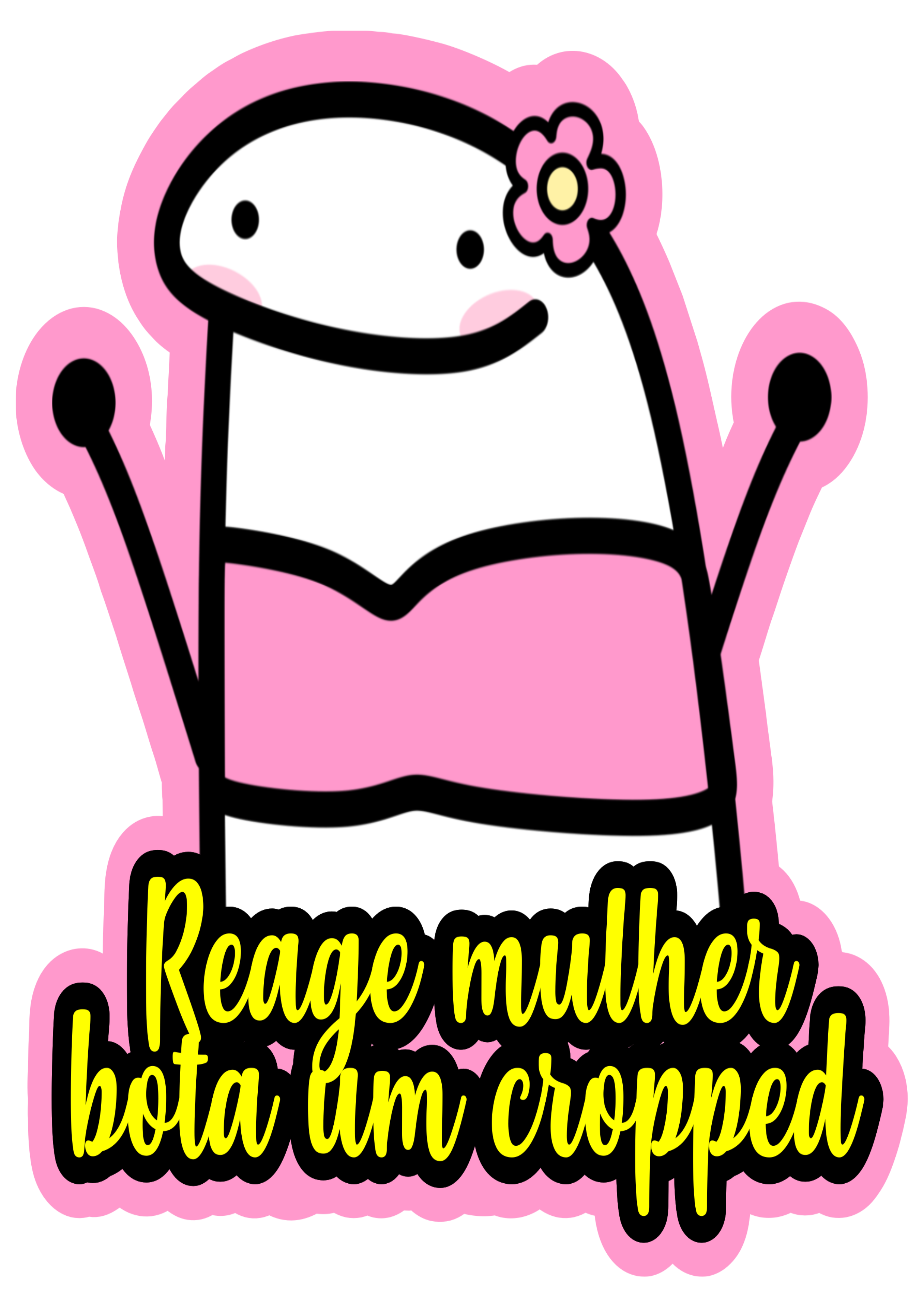 Flork figurinha engraçada reage mulher bota um cropped png