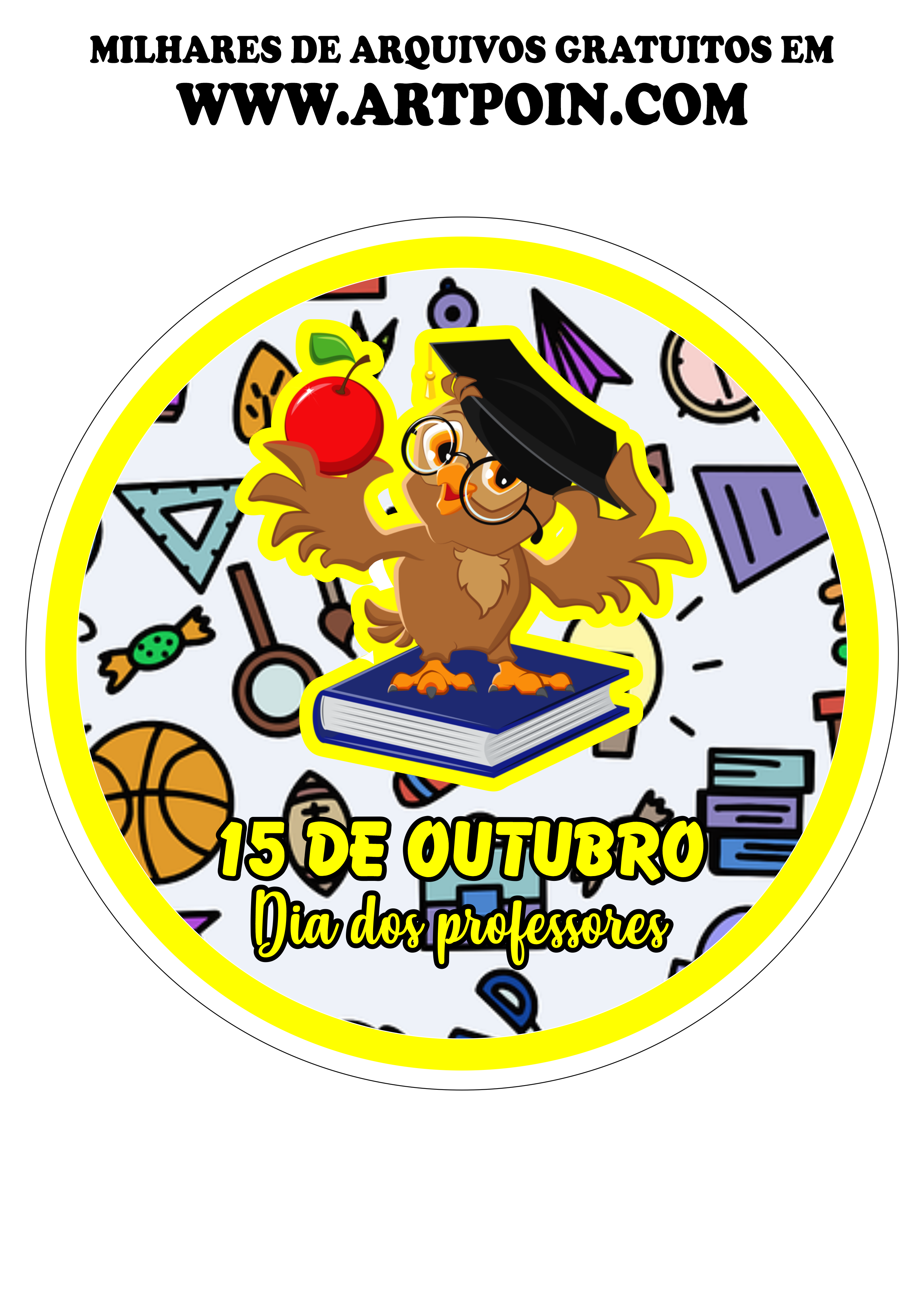 15 de outubro dia dos professores tags e etiquetas decorativas corujinha png