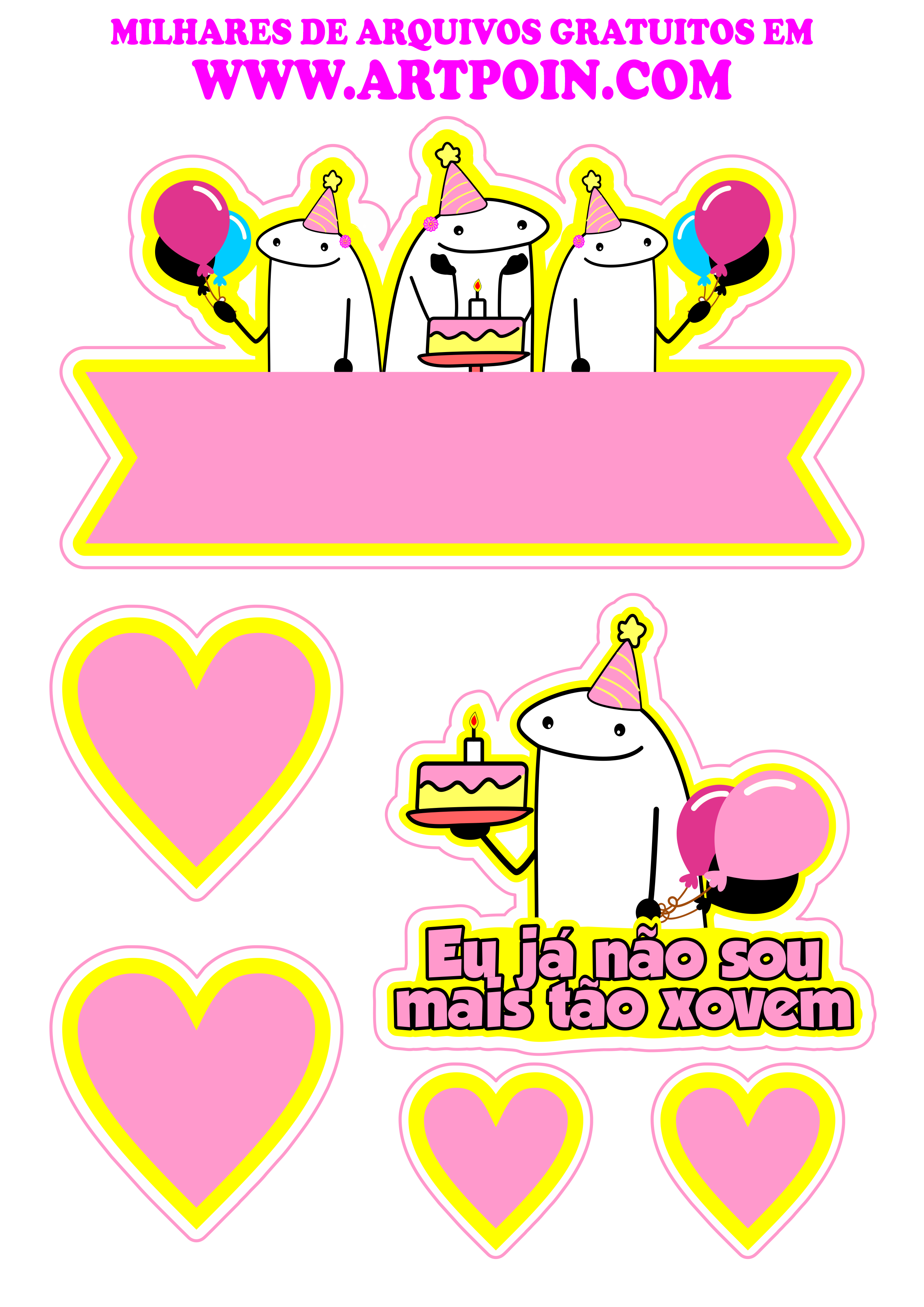 Topo de bolo flork figurinha whatsapp engraçada  com frase grátis para imprimir e decorar png