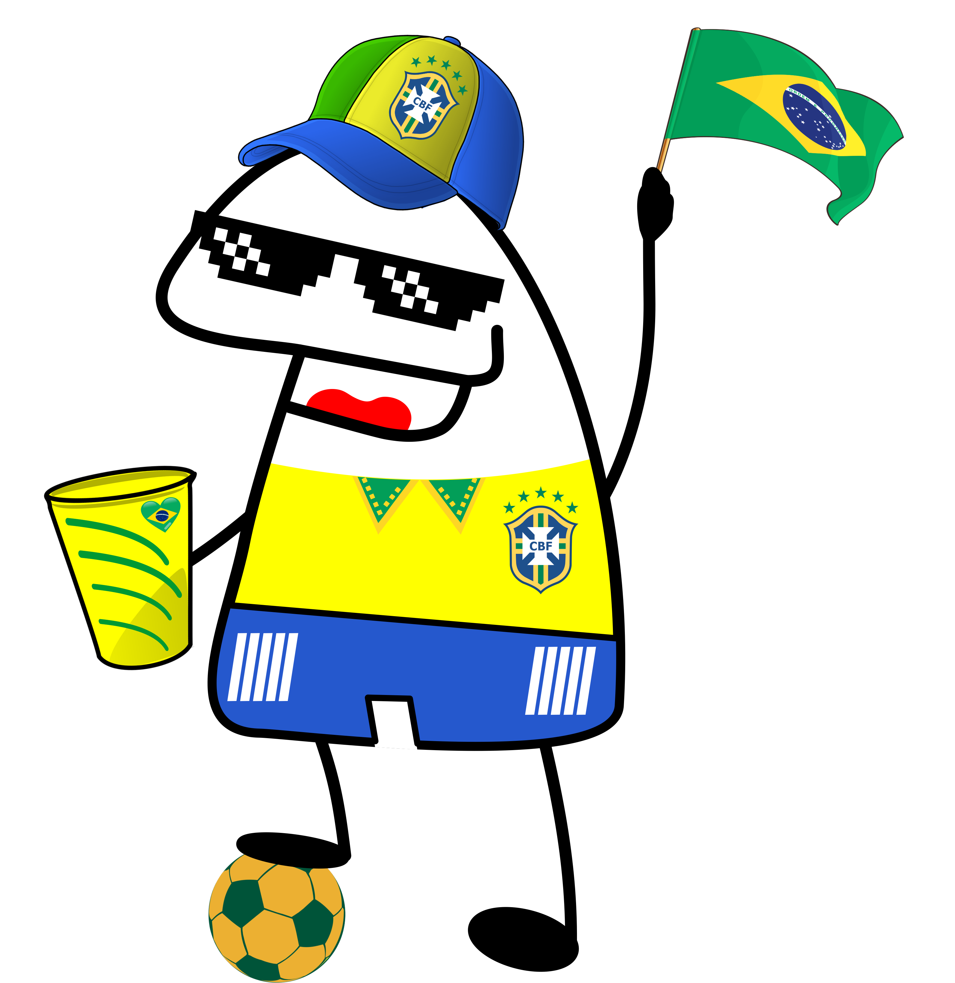 Flork figurinha engraçada grátis brasil copa do mundo 2022 png
