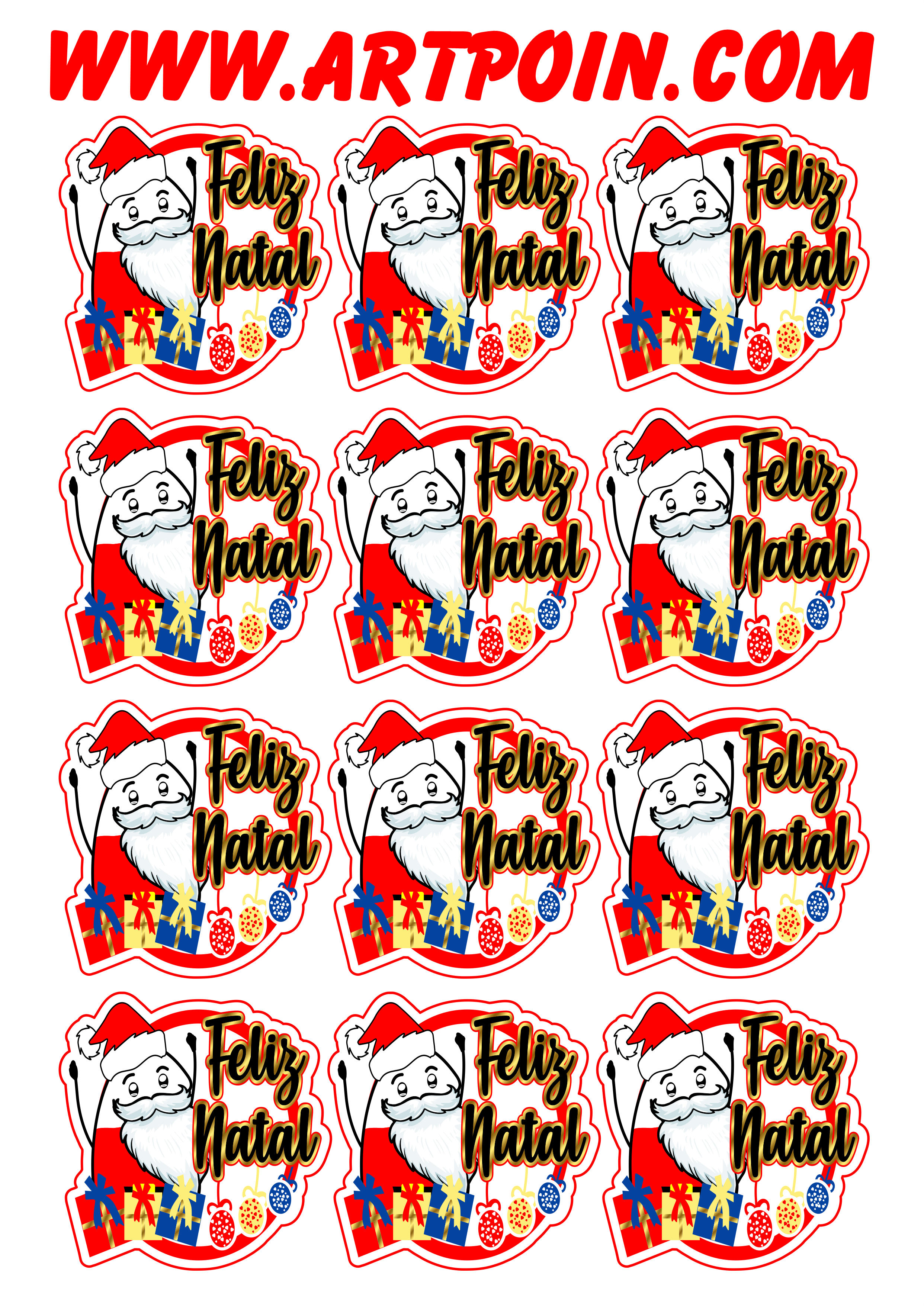 Flork Cartela de adesivos stickers 12 unidades grátis para imprimir feliz natal png