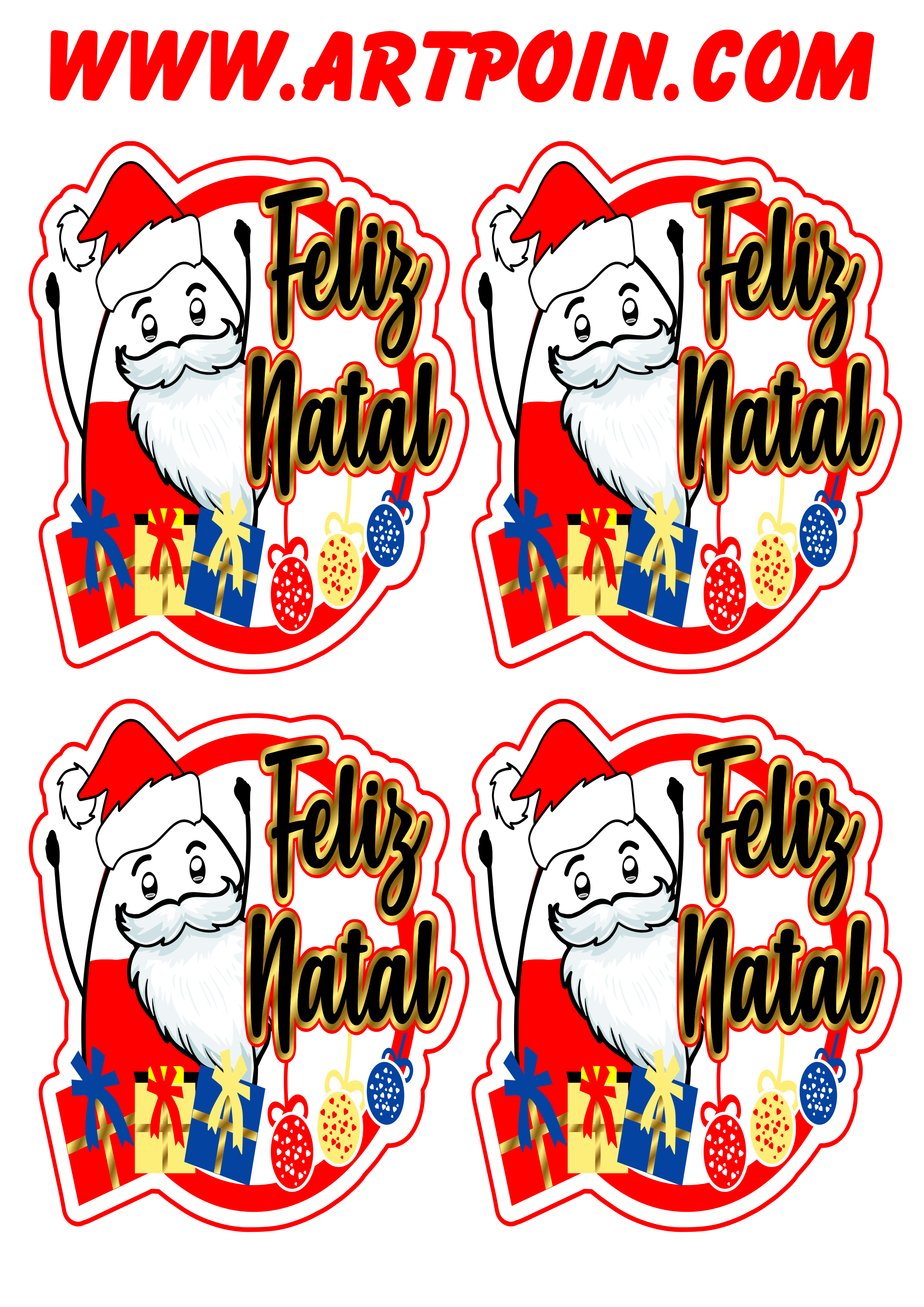 Feliz natal Flork Cartela de adesivos stickers 4 unidades grátis para imprimir png