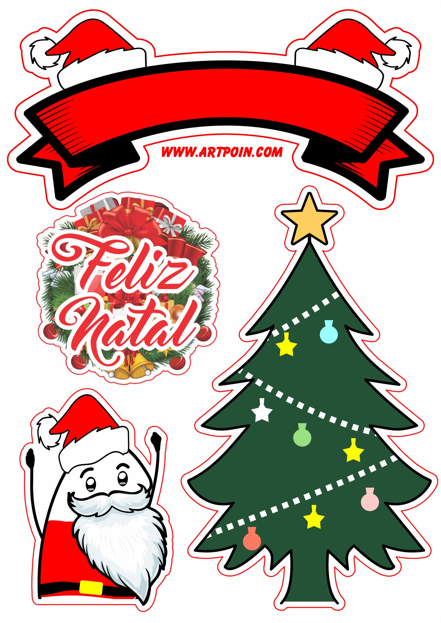 Topo de bolo feliz natal flork of cows grátis para imprimir free clipart png