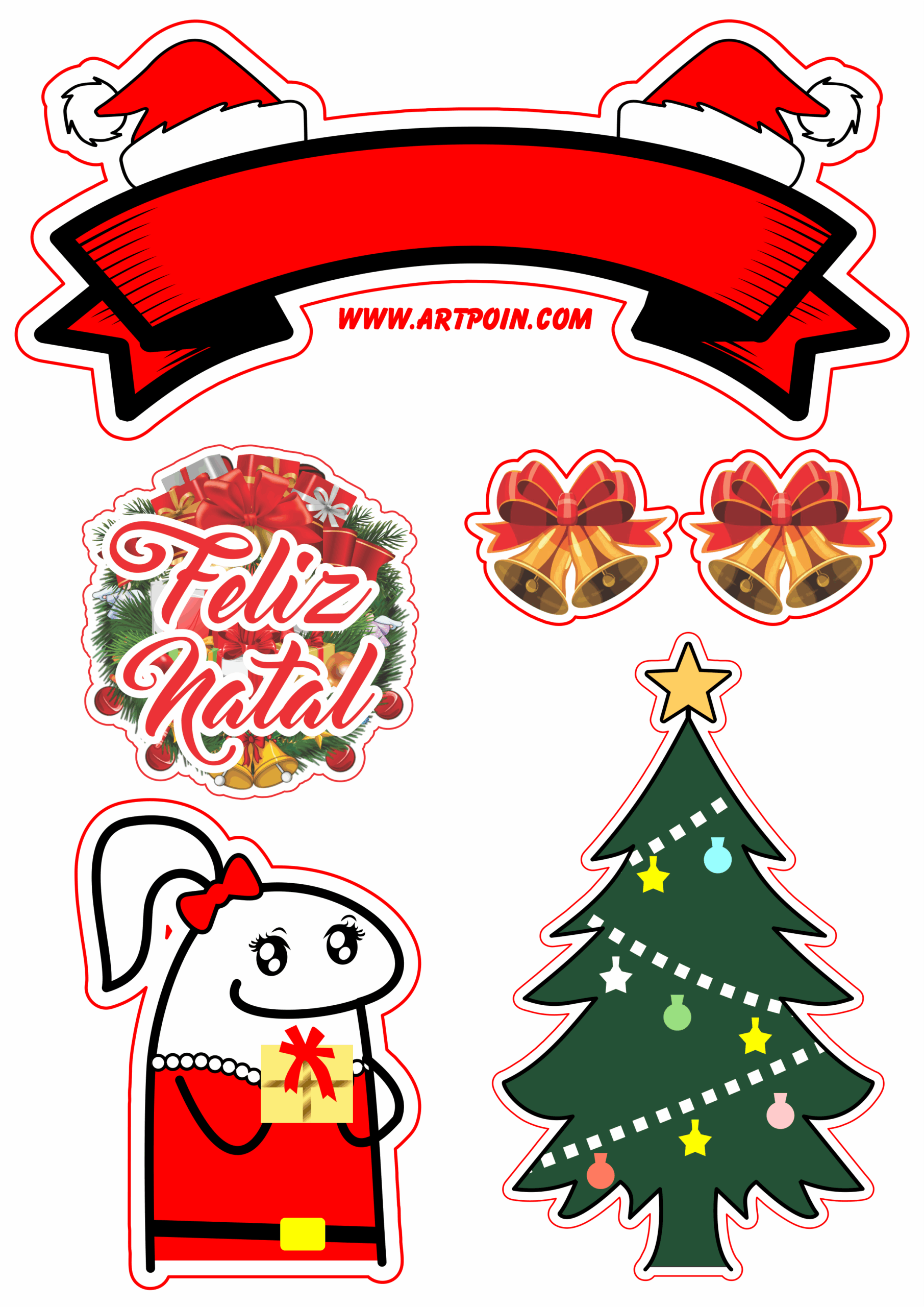 Topo de bolo mamãe noel flork feliz natal grátis para imprimir png