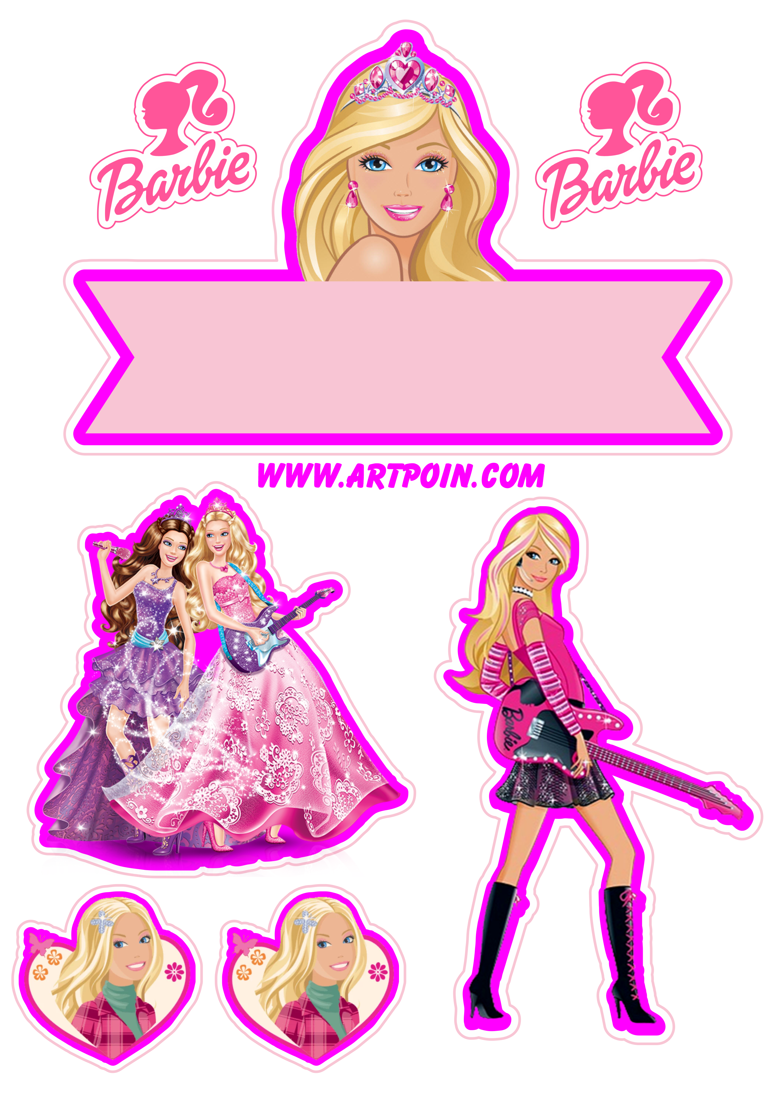 Topo de bolo Barbie para imprimir