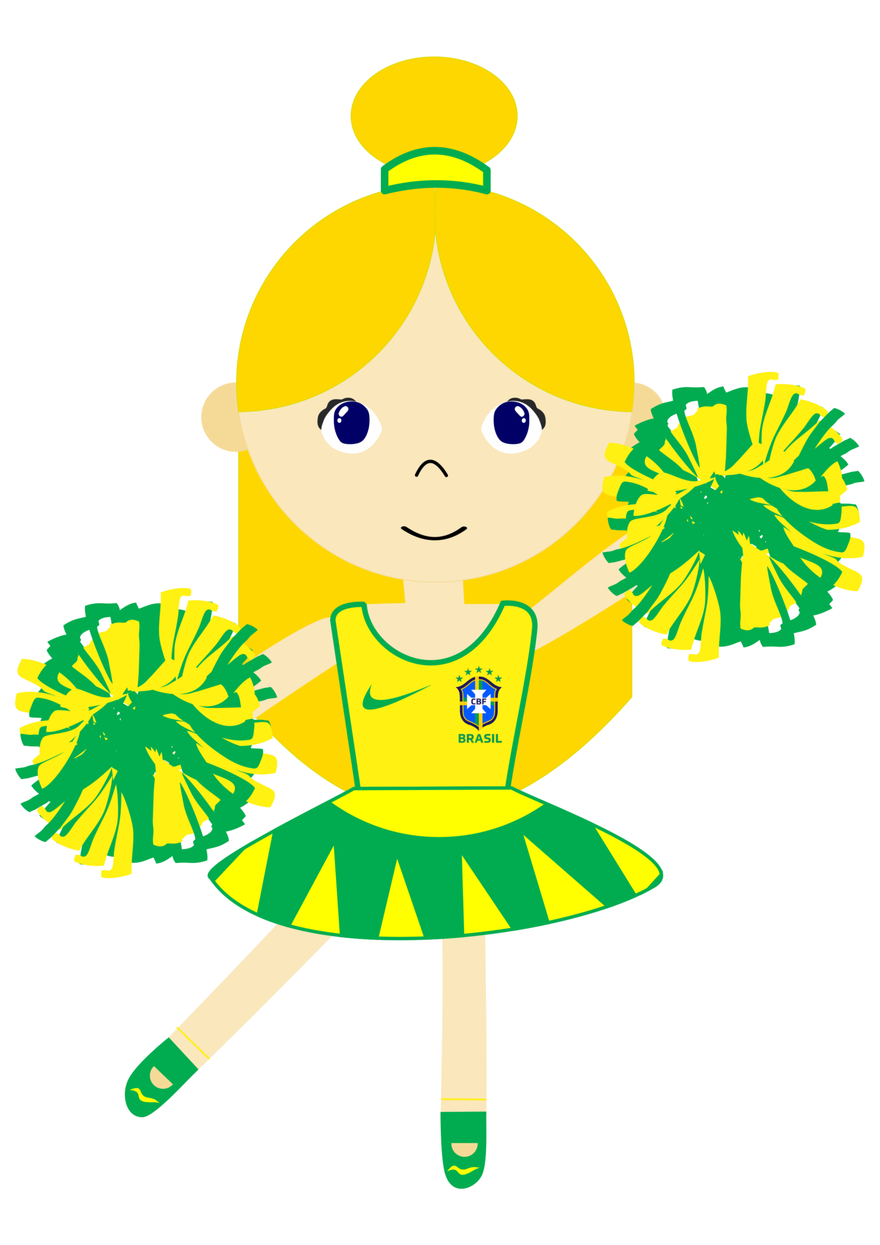 Brazilian fan blonde girl world cup 2026 simple drawing vector png