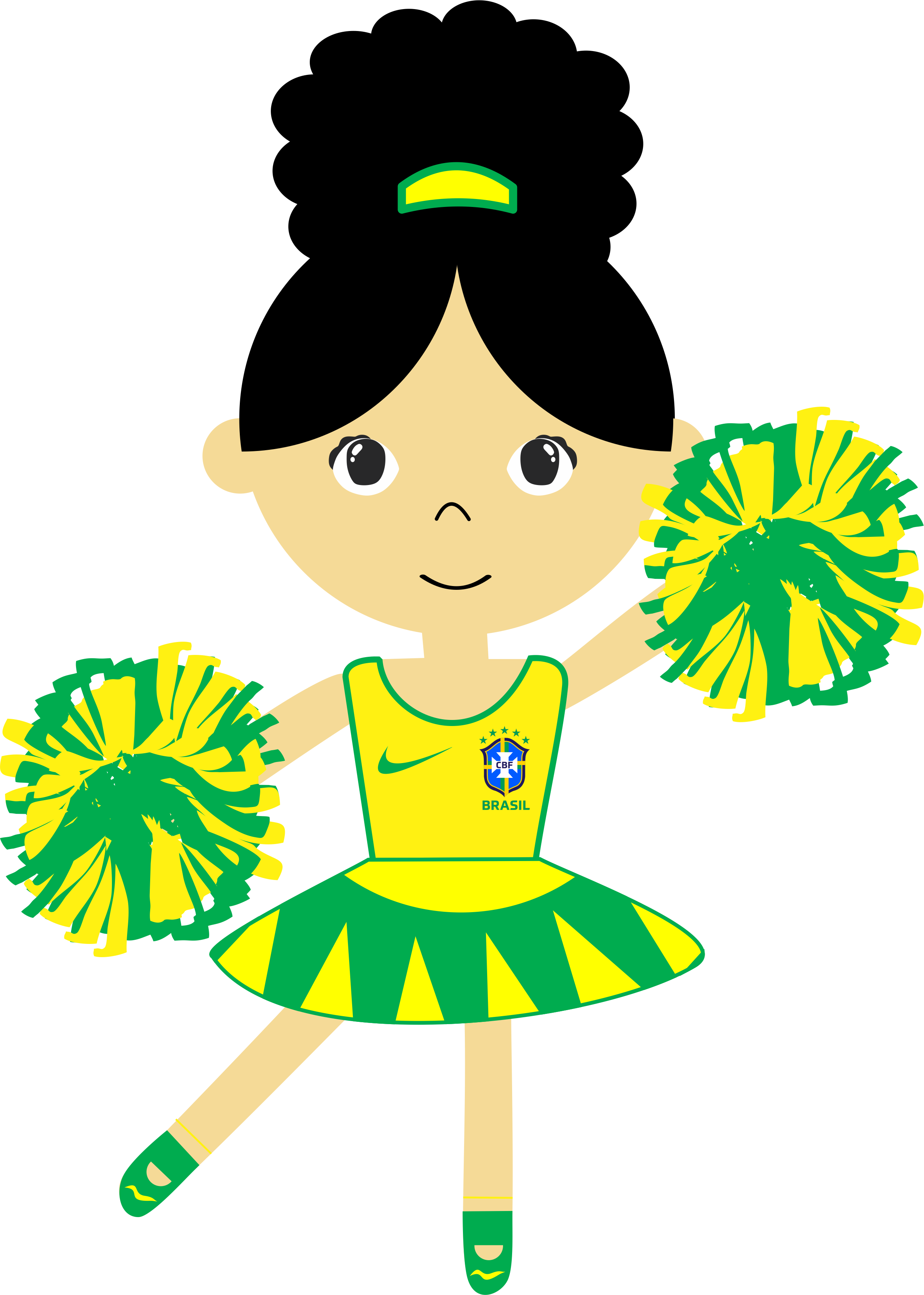 Menina torcedora brasil verde e amarelo copa do mundo clipart png