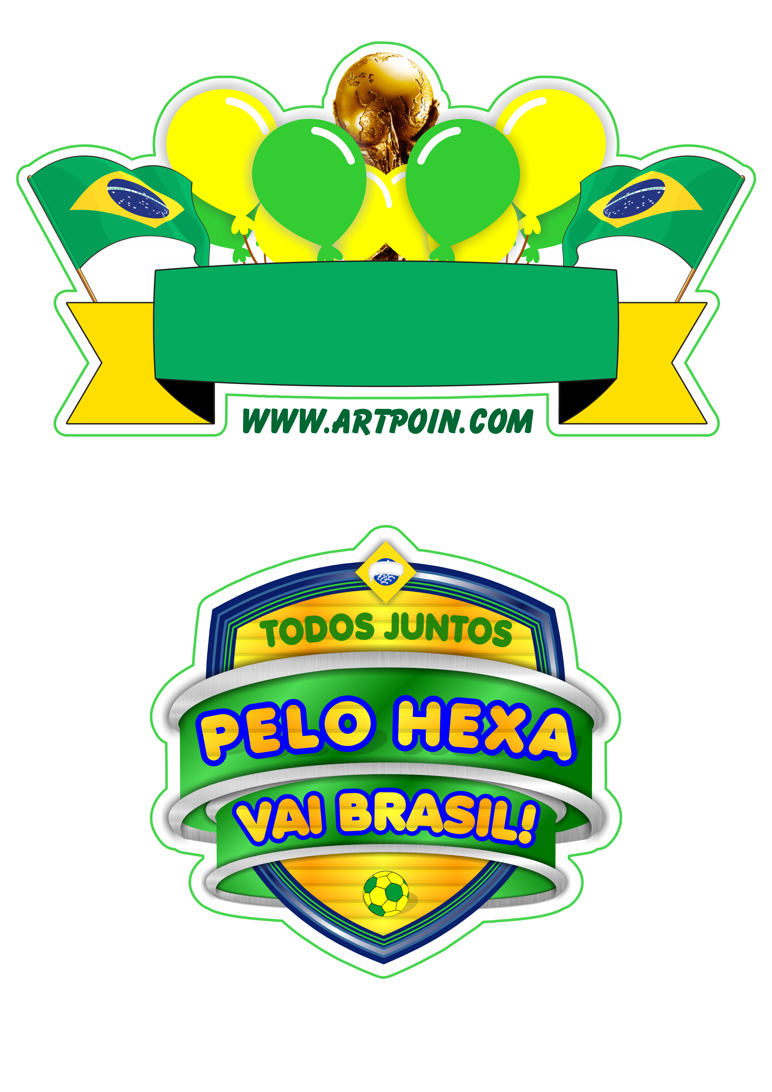 Topo de bolo copa do mundo brasil rumo ao hexa png