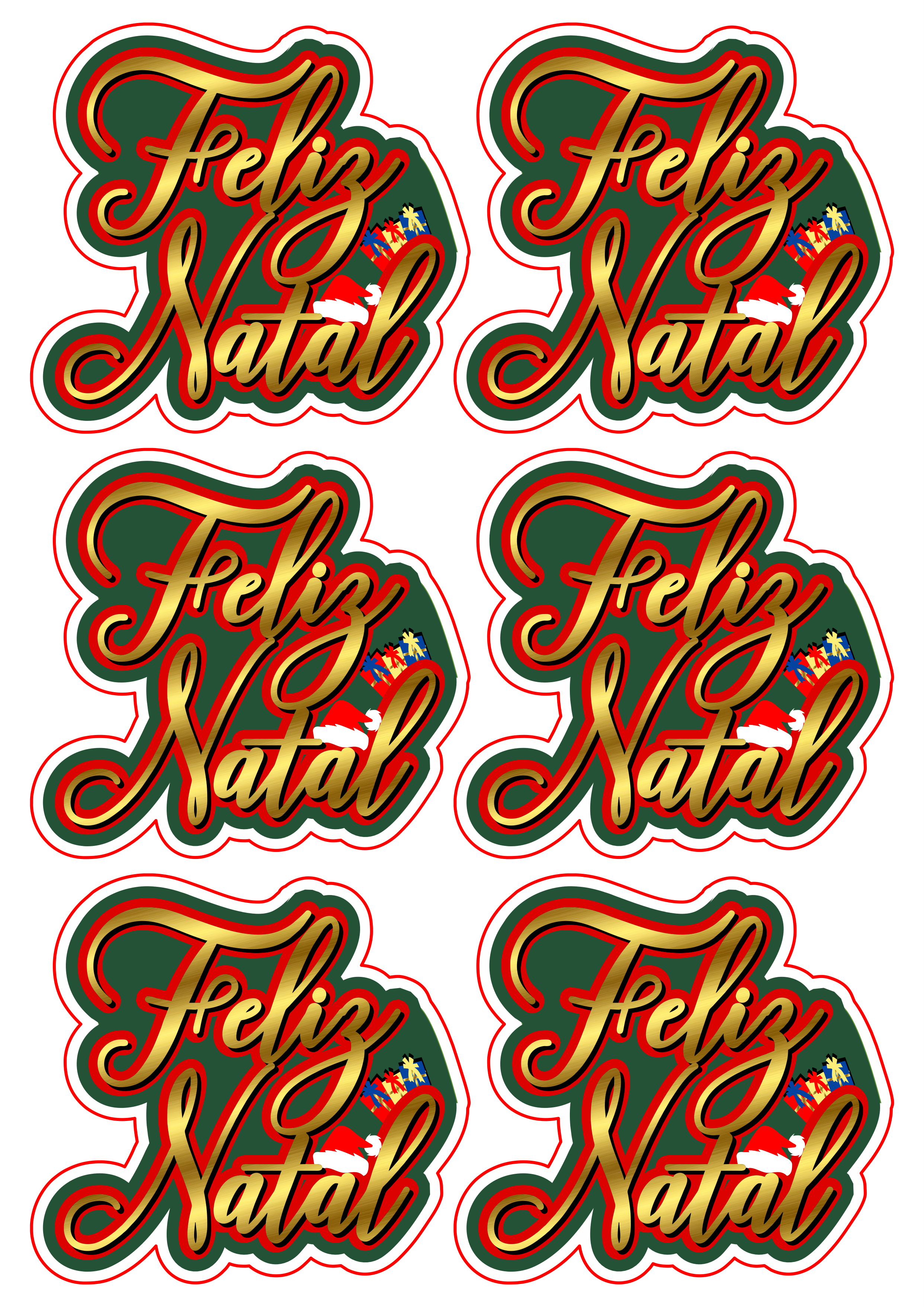 Adesivos stickers tags feliz natal dourado pronto para imprimir png