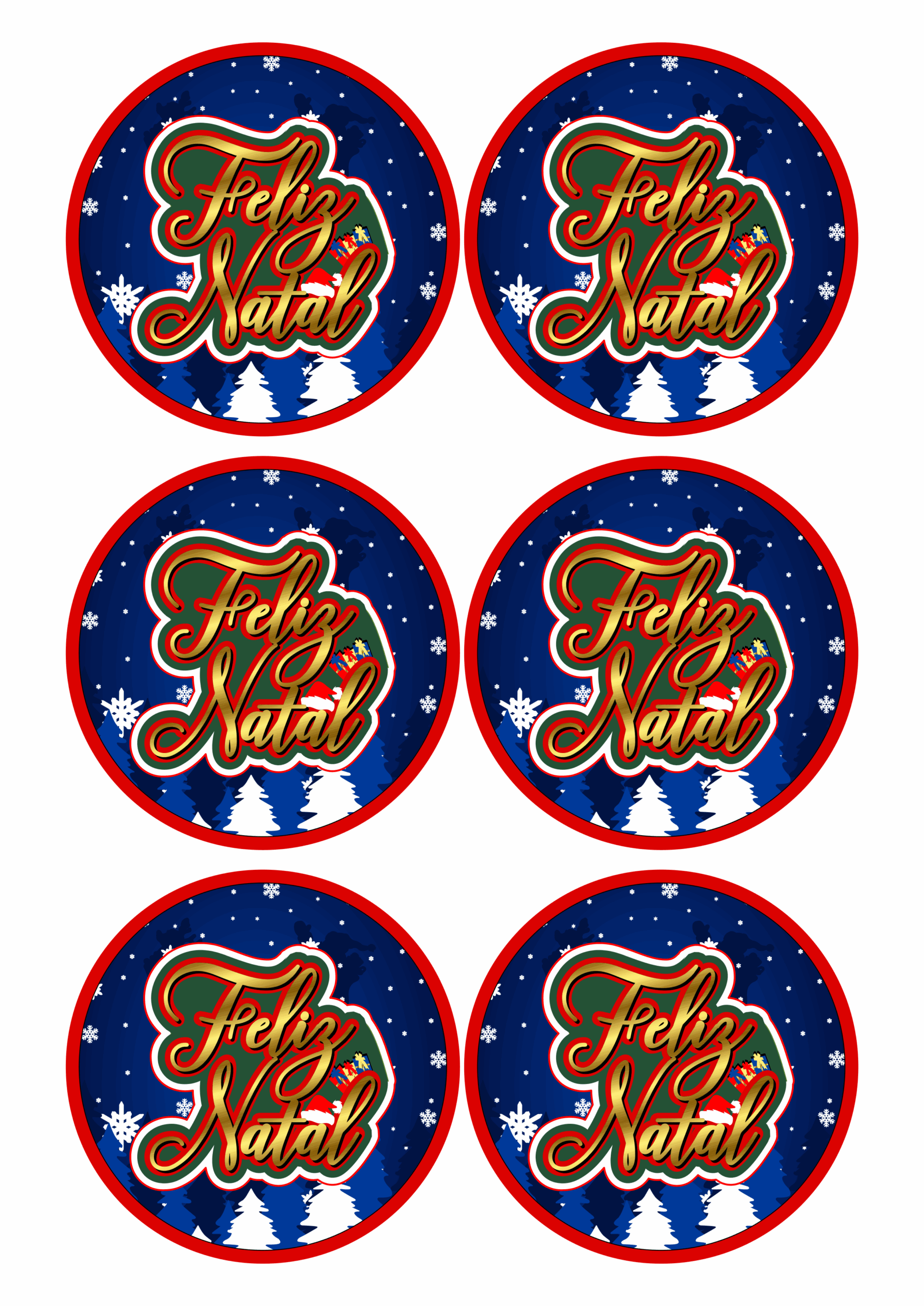 Feliz natal cartela de adesivos decorativos com 6 unidades pronto para imprimir png
