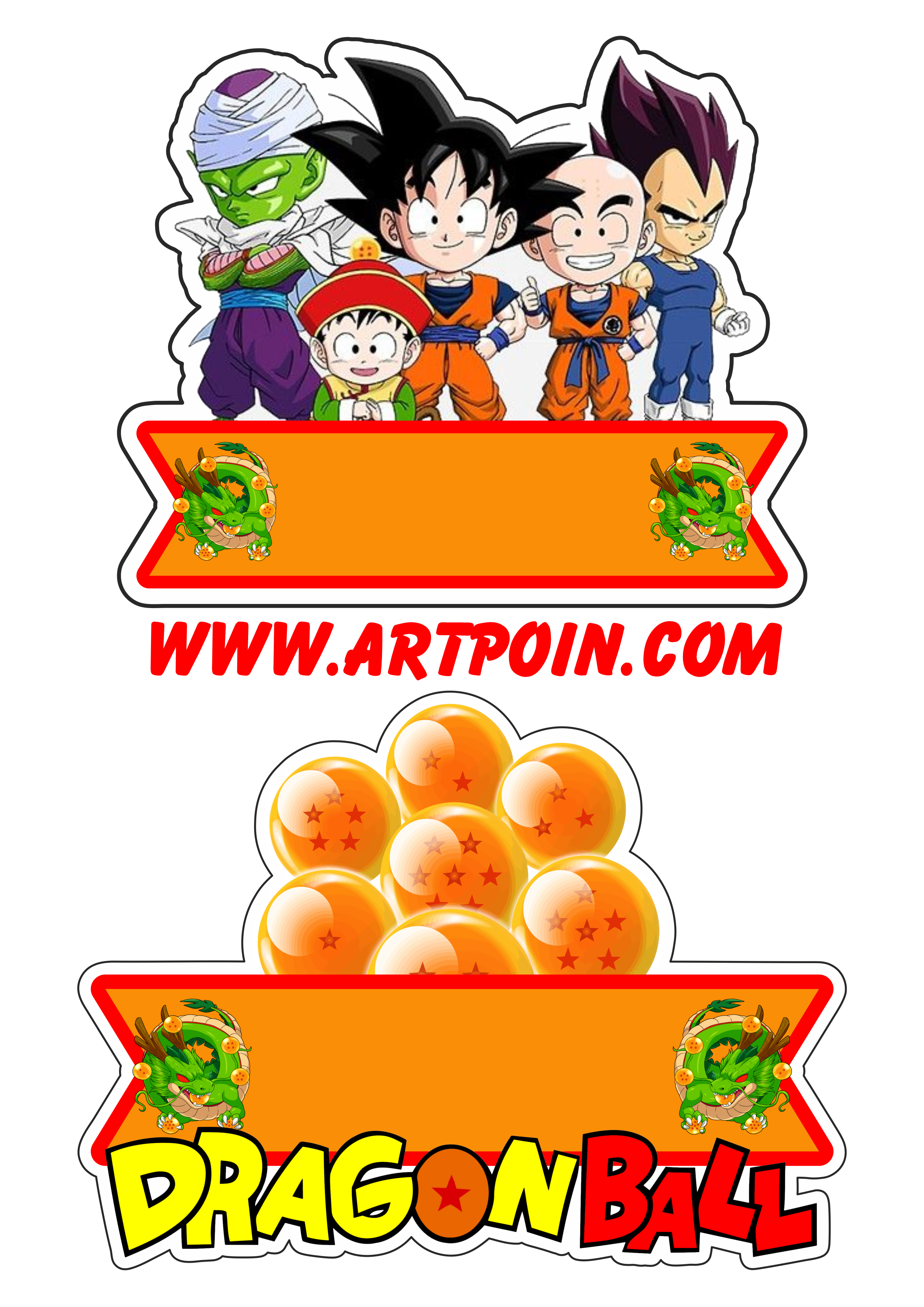 Dragon ball Z decoração de aniversário topo de bolo para imprimir png