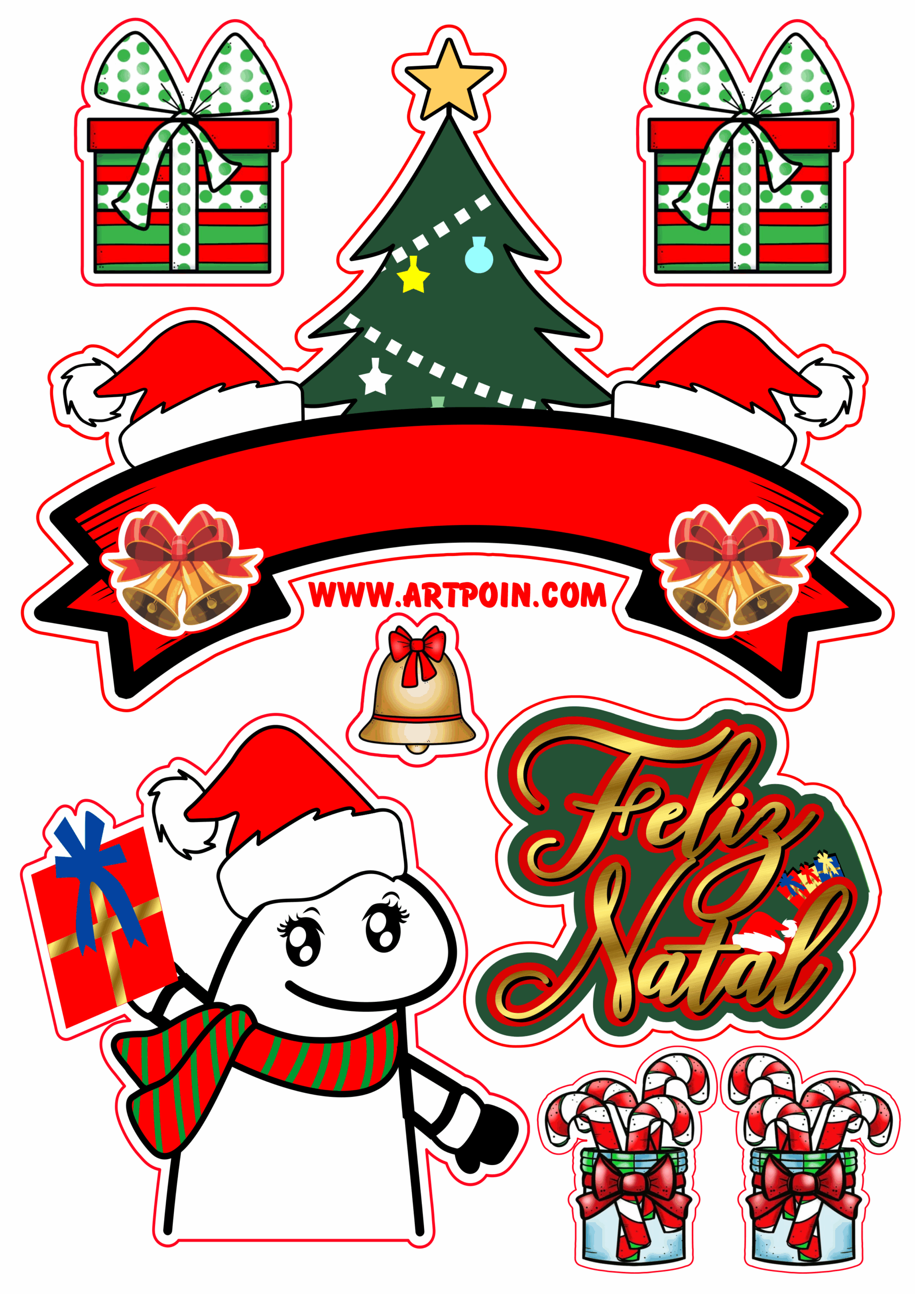 Topper de bolo flork of cows natal decoração para festa papelaria criativa free download png