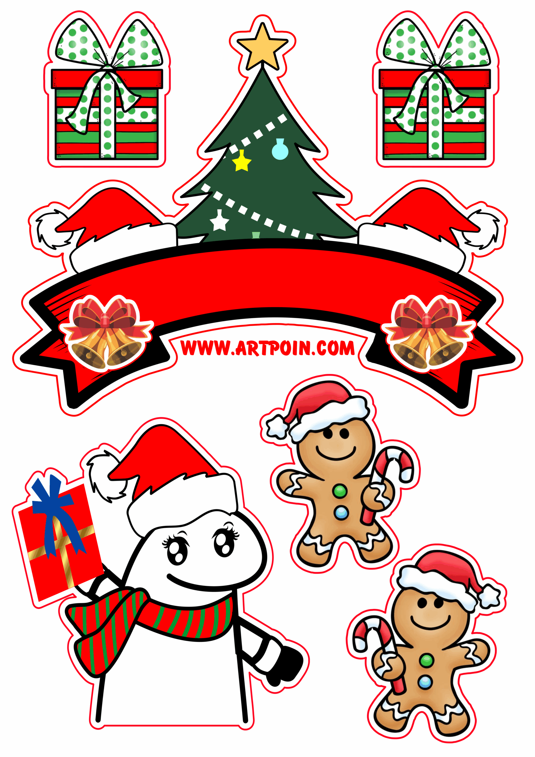 Topper de bolo flork of cows natal decoração para festa papelaria criativa grátis png