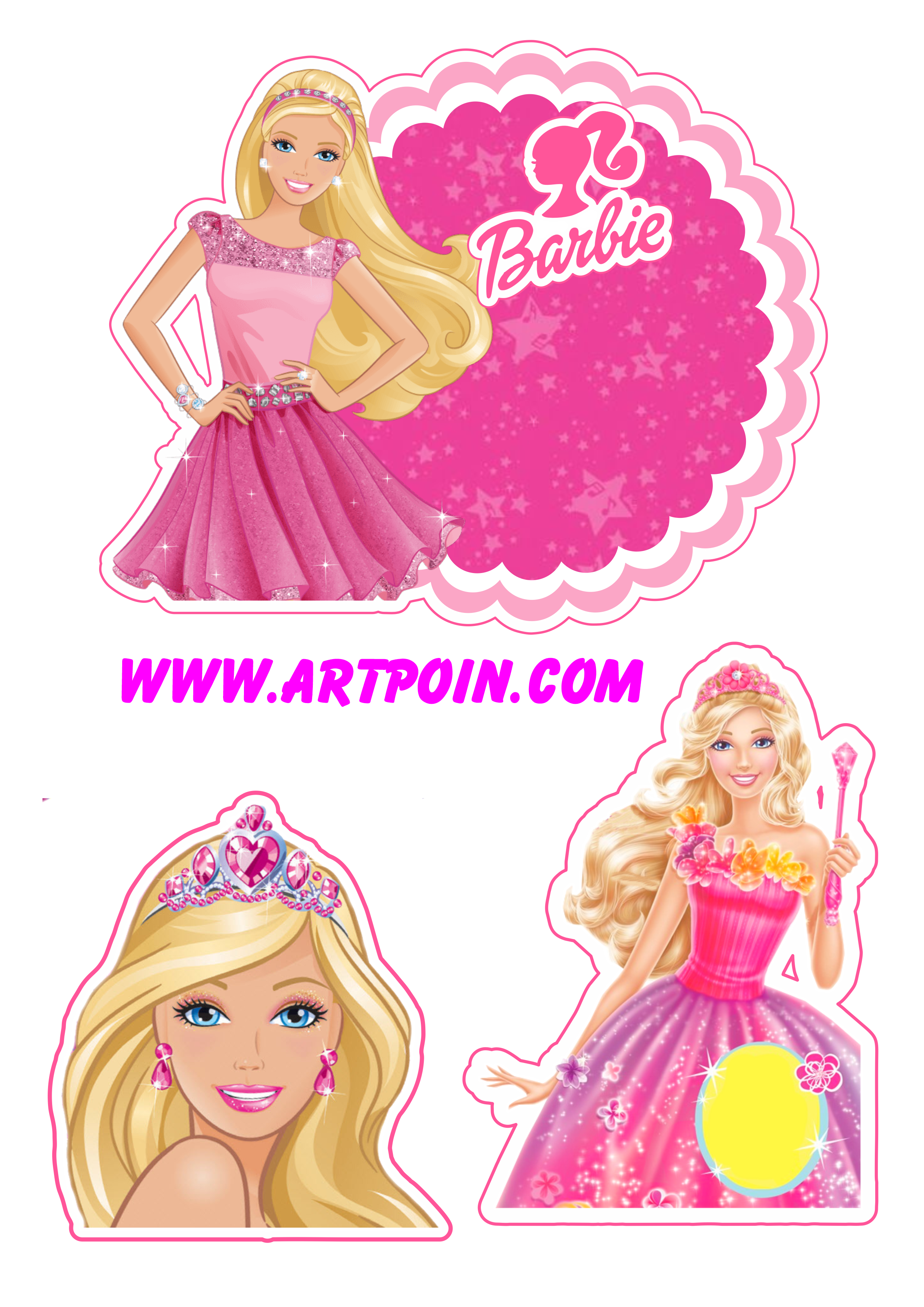 Barbie princesa popstar topo de bolo grátis decoração de festa