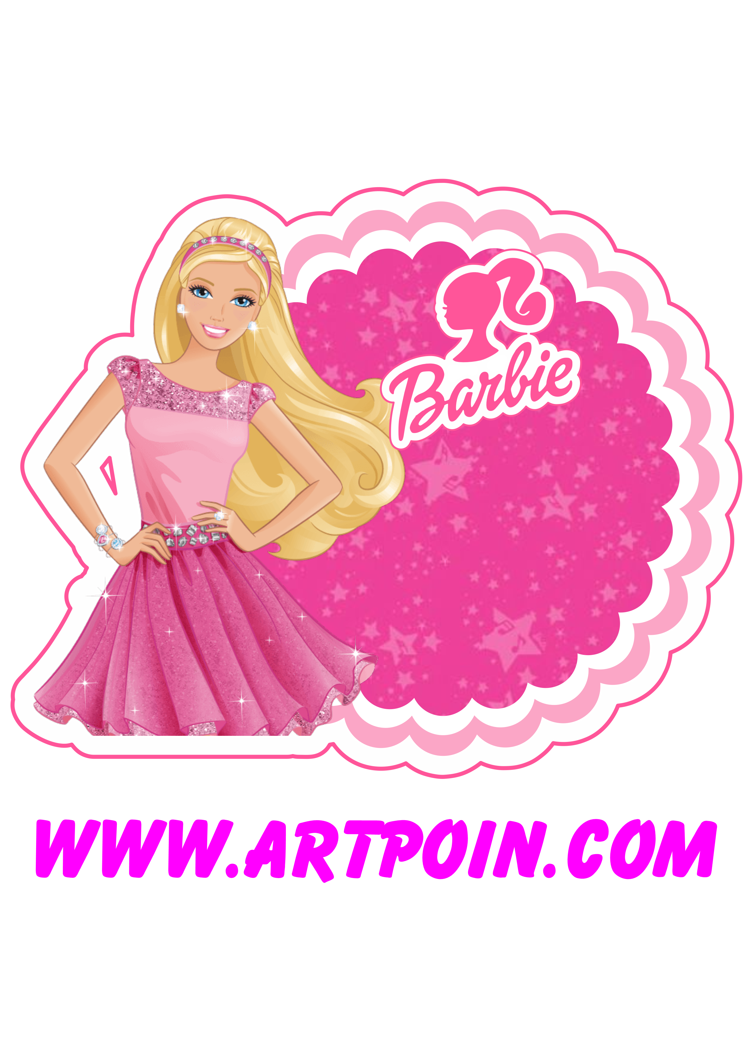 Barbie logo rosa para decoração de artes e festas designer grátis png