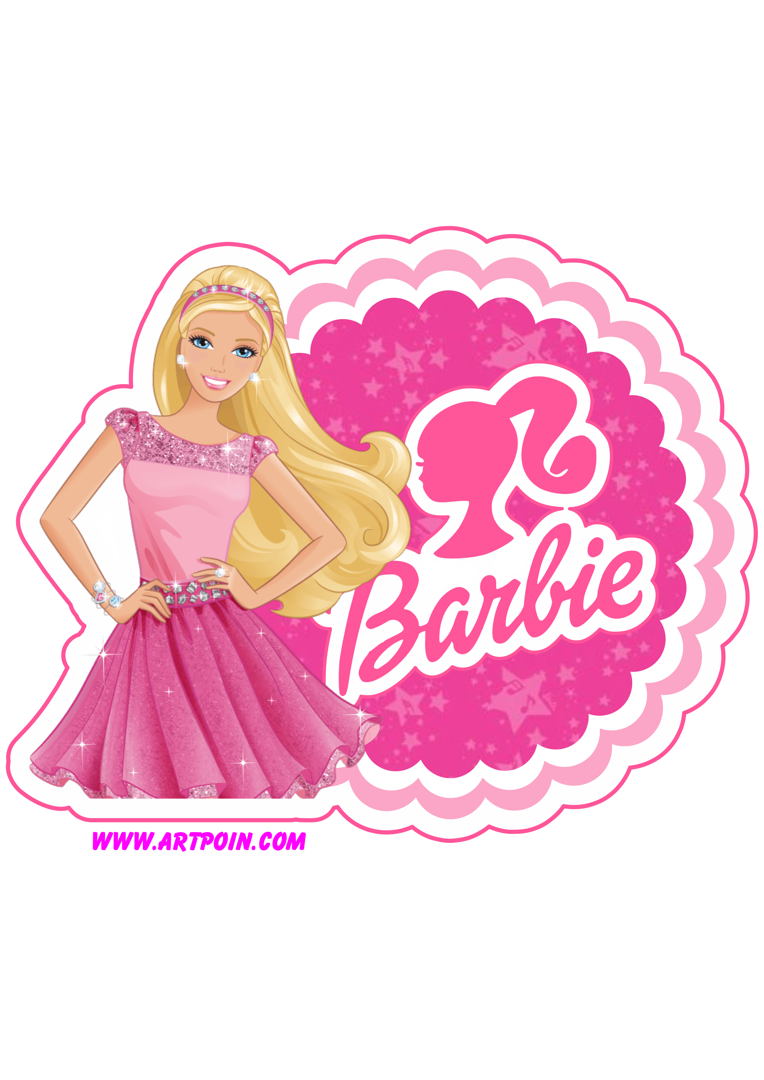 Boneca barbie logo imagem grátis com contorno png