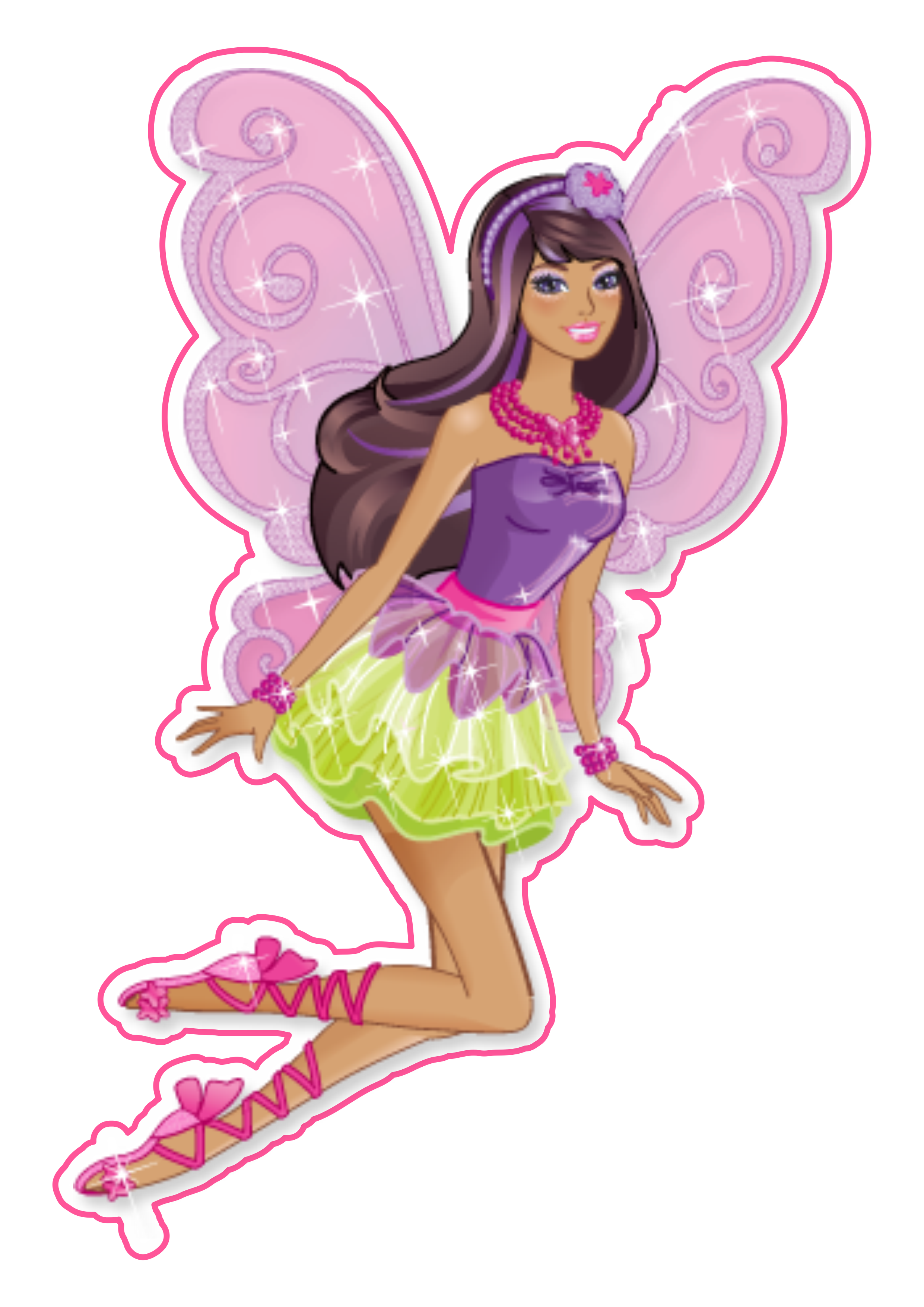 Barbie com asinhas de borboleta personagem infantil desenho animação transparente png