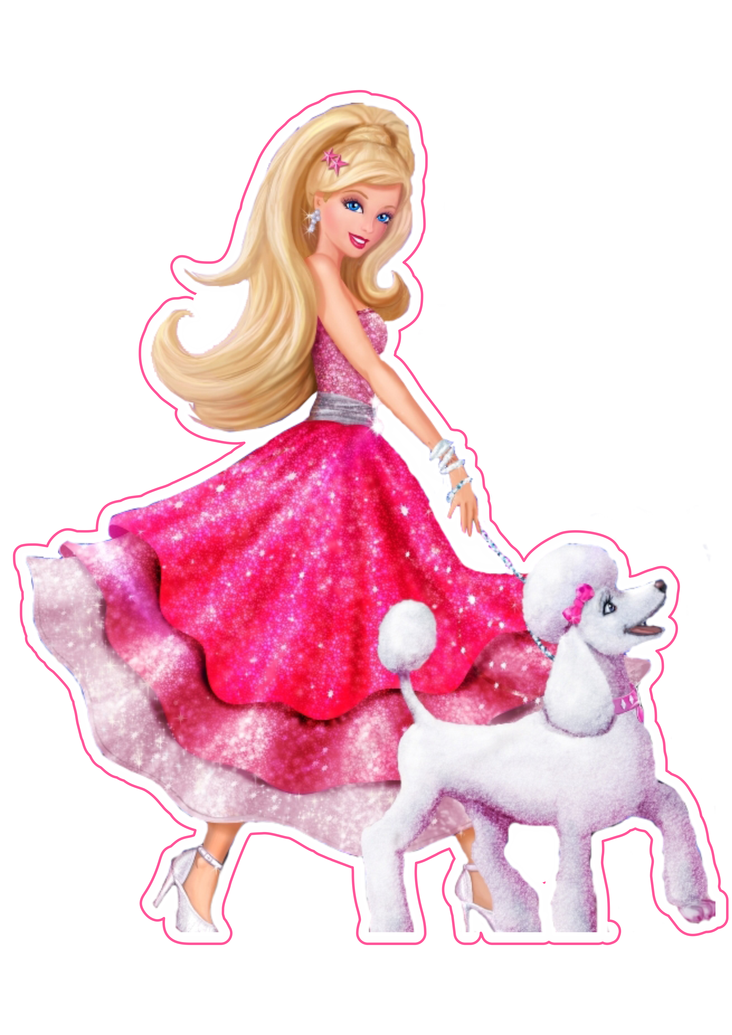 Barbie passeando com cachorrinho personagem infantil desenho animação transparente png