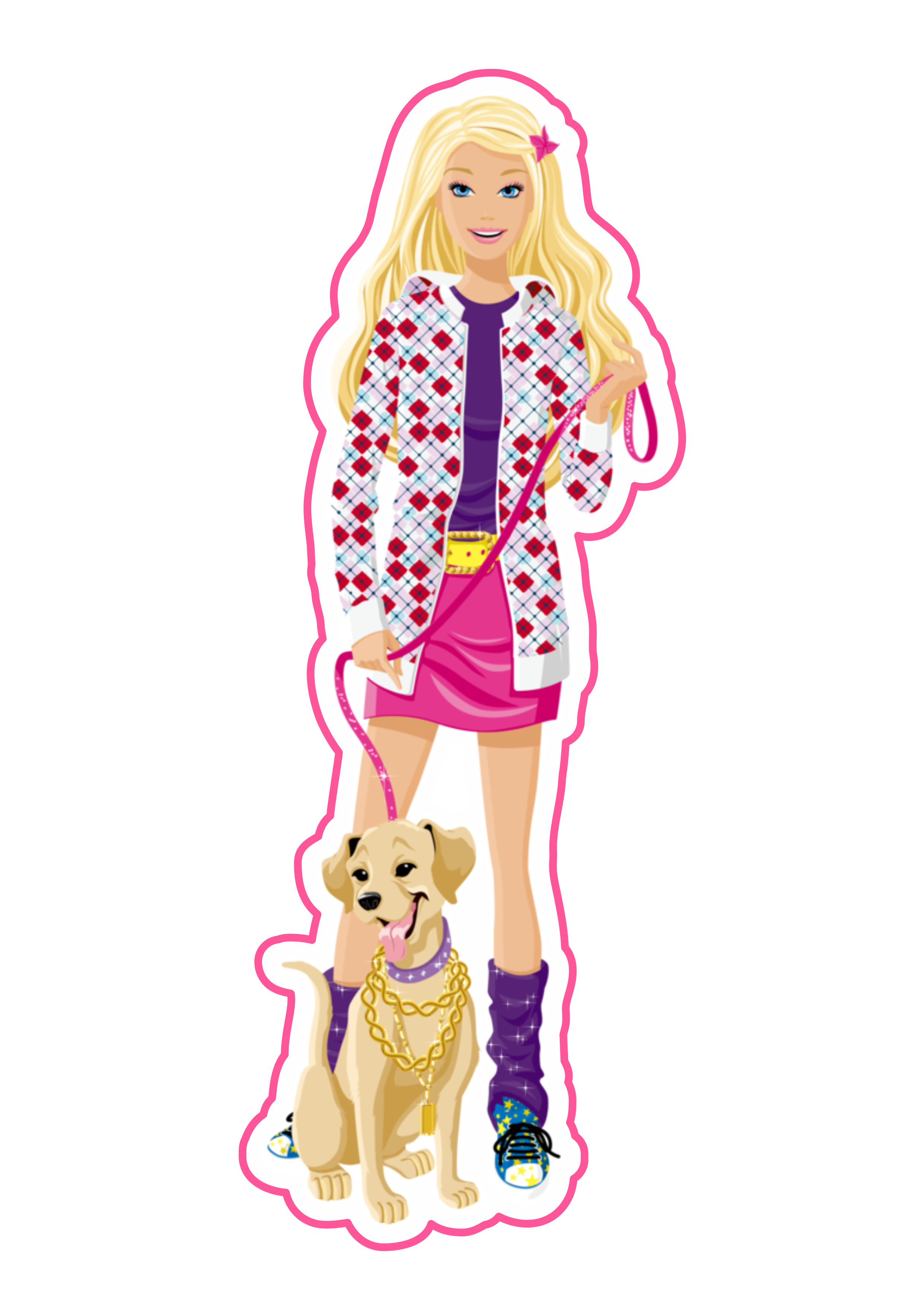 Barbie passeando com cachorrinho personagem infantil desenho transparente png