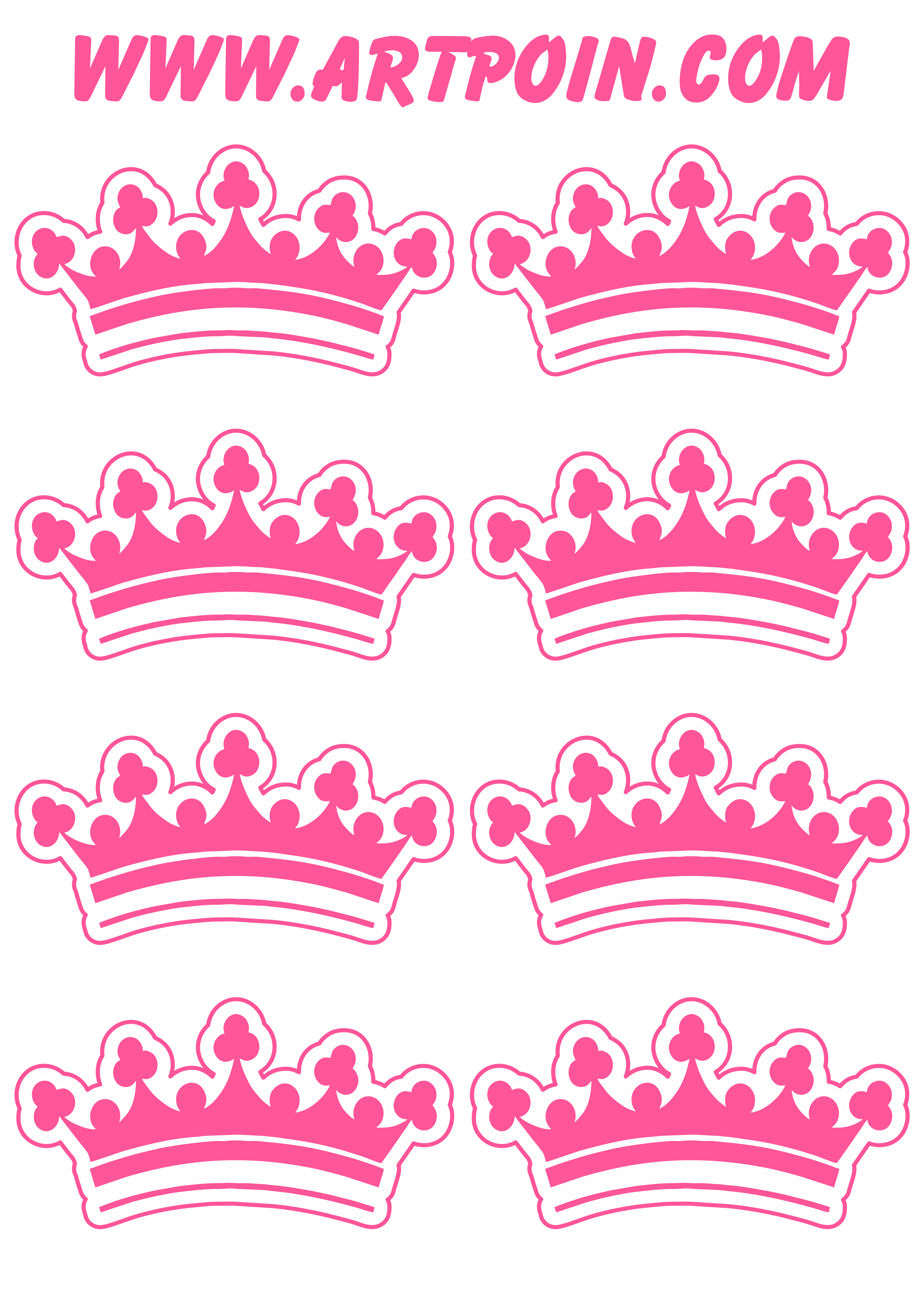 Coroa rosa cartela de adesivos fofinhos tags stickers 8 imagens png