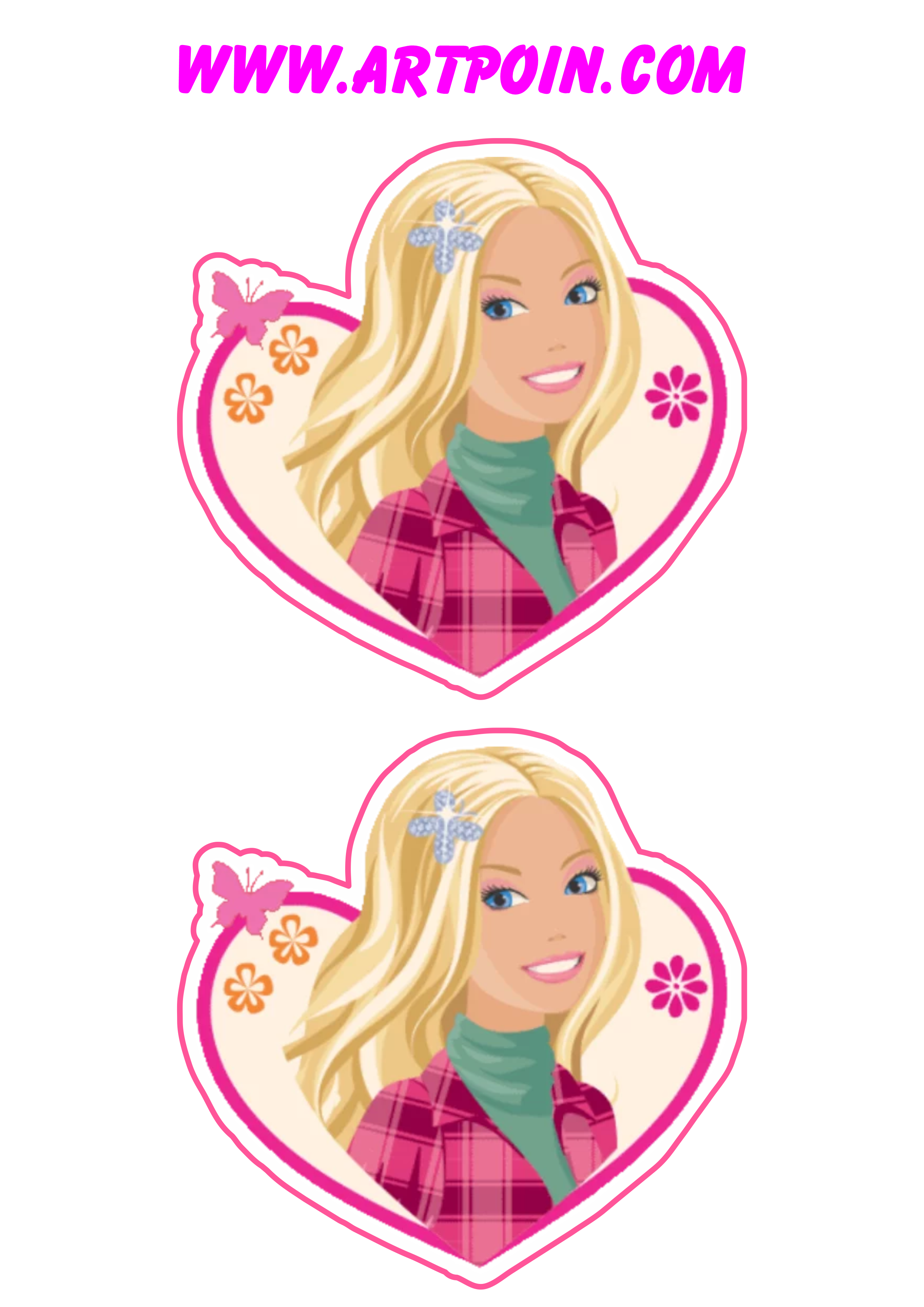 Barbie adesivo sticker tag corações bonitinhos para decoração 2 imagens png