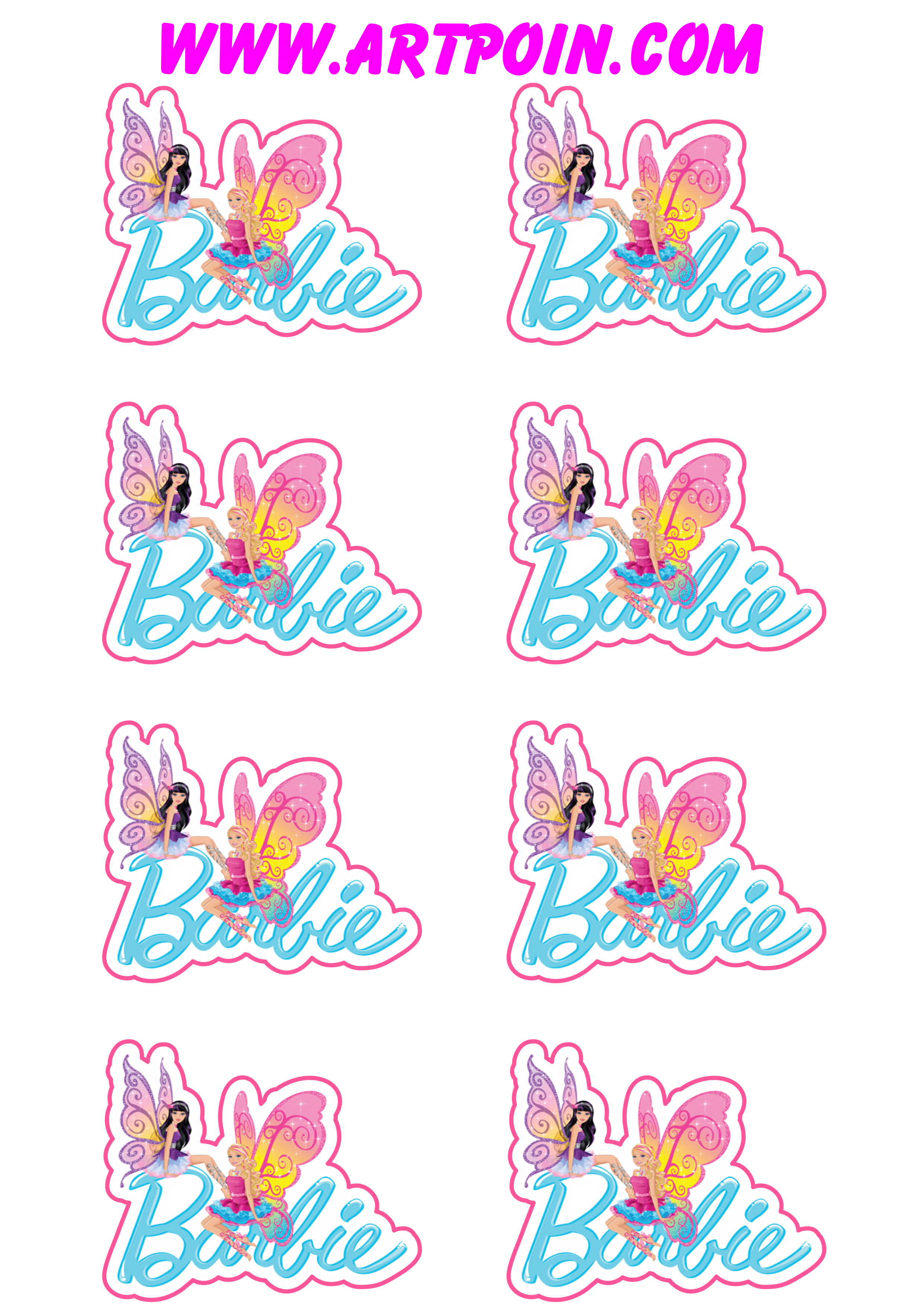 Barbie fadinhas adesivos stickers tags cupcakes ilustração desenho infantil png