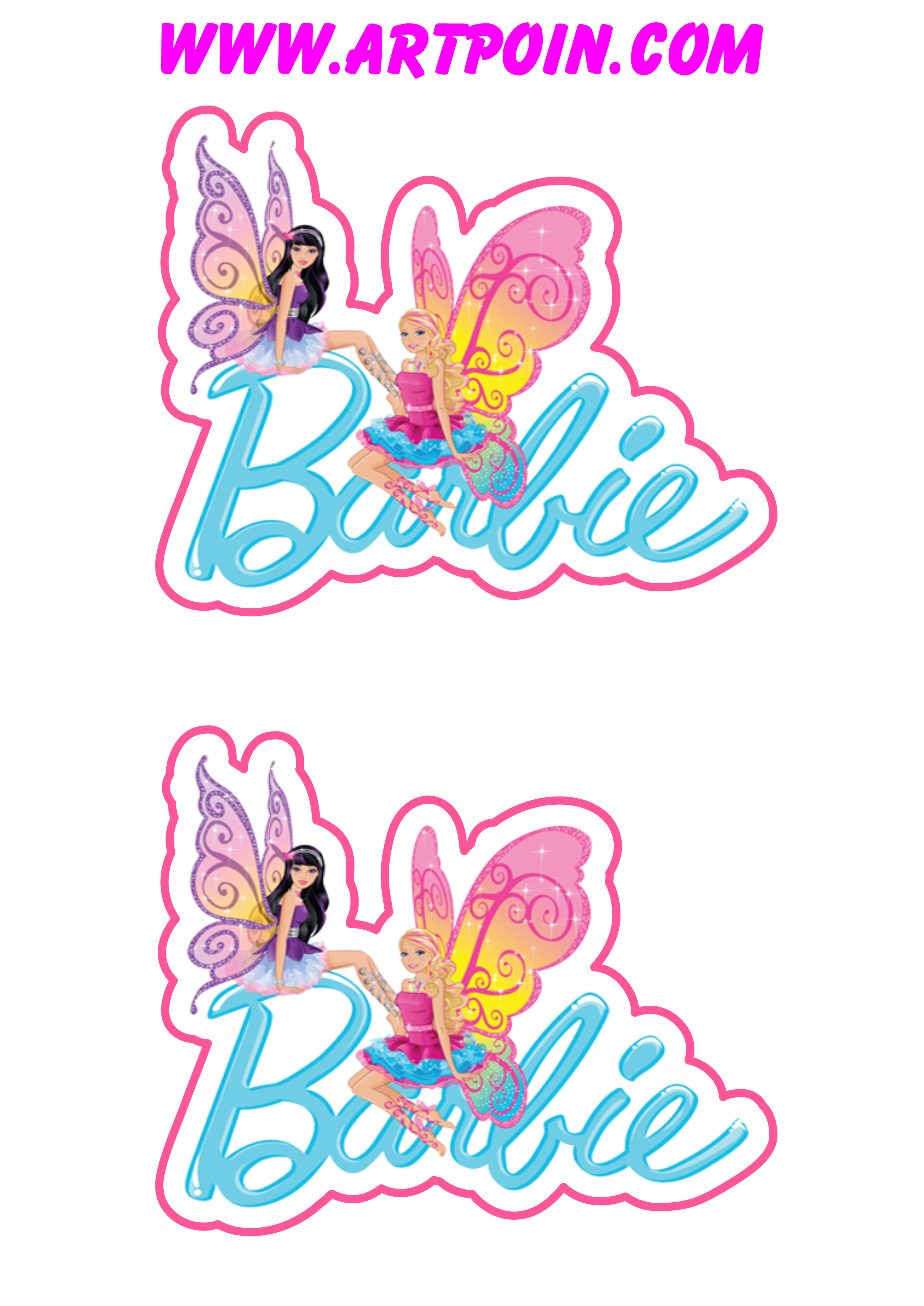 Barbie fadinhas adesivos stickers tags cupcakes ilustração desenho infantil free png