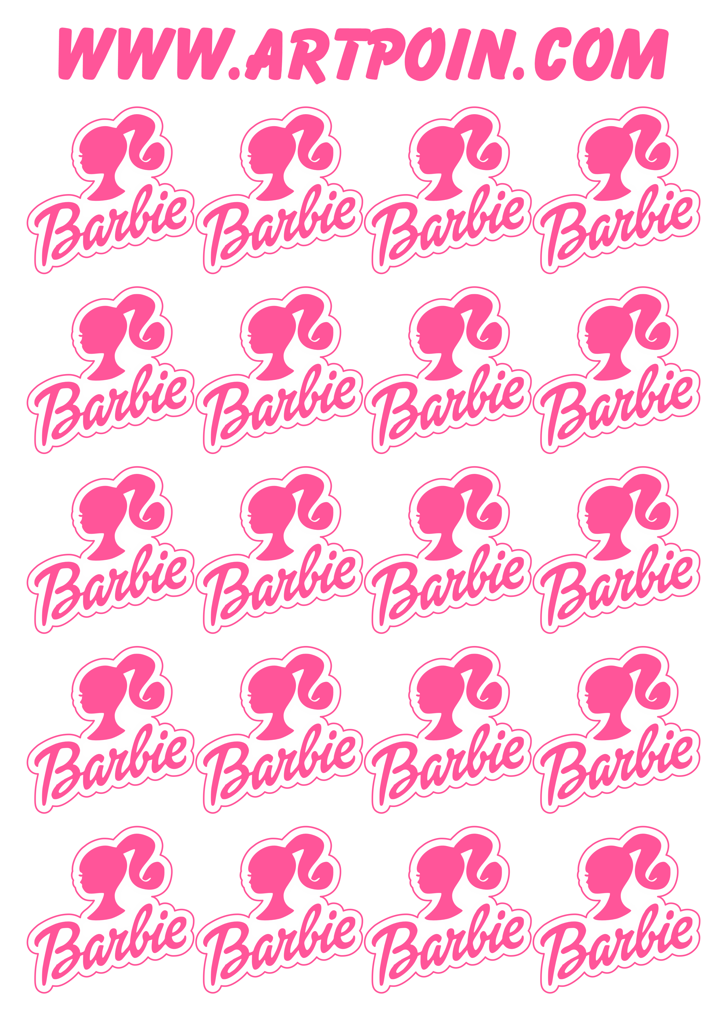 Barbie logo rosa com contorno adesivo tag sticker 20 imagens png