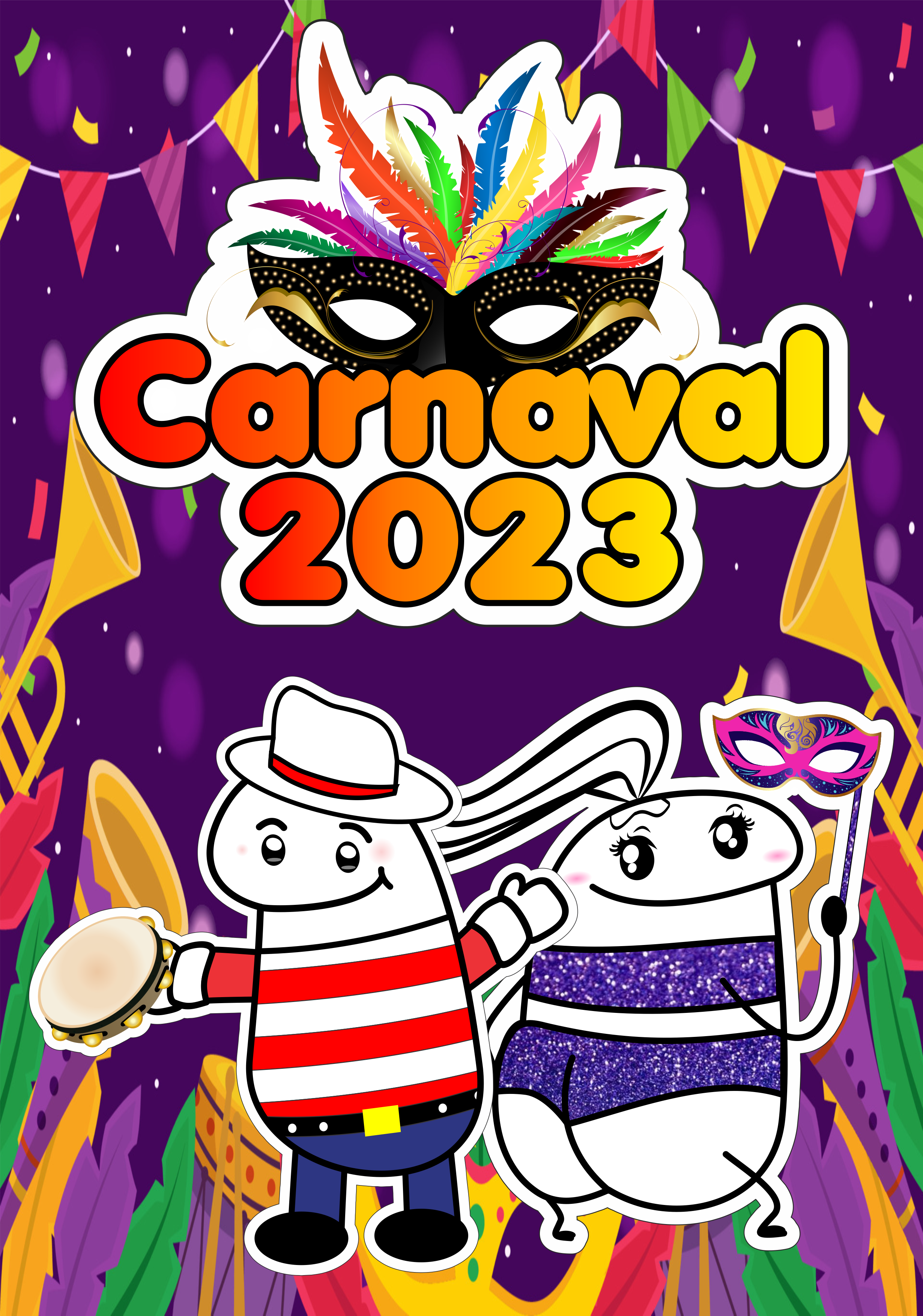 Quadro decorativo carnaval 2023 flork of cows folia painel png