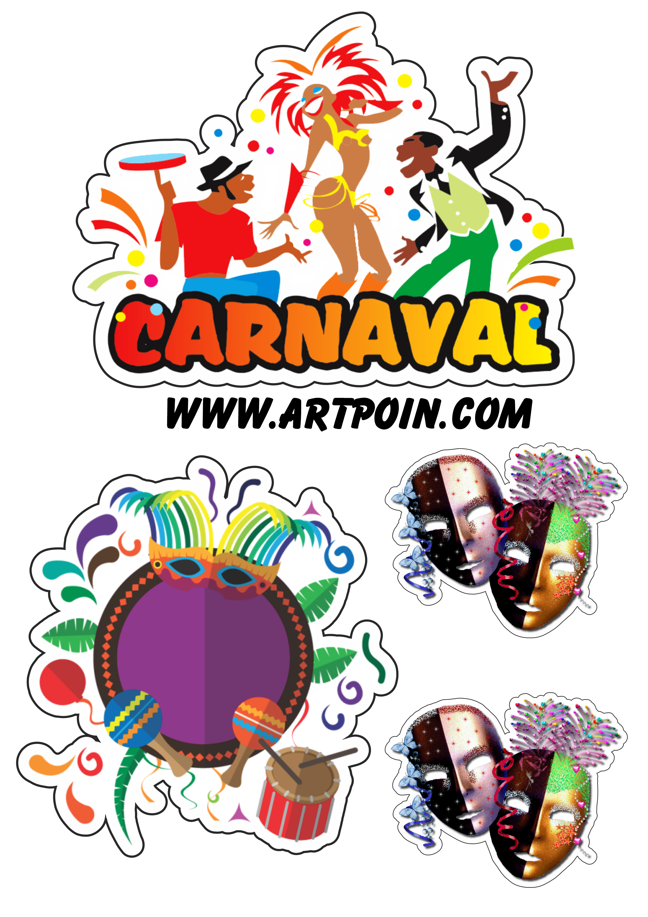 Carnaval carioca 2023 topo de bolo png