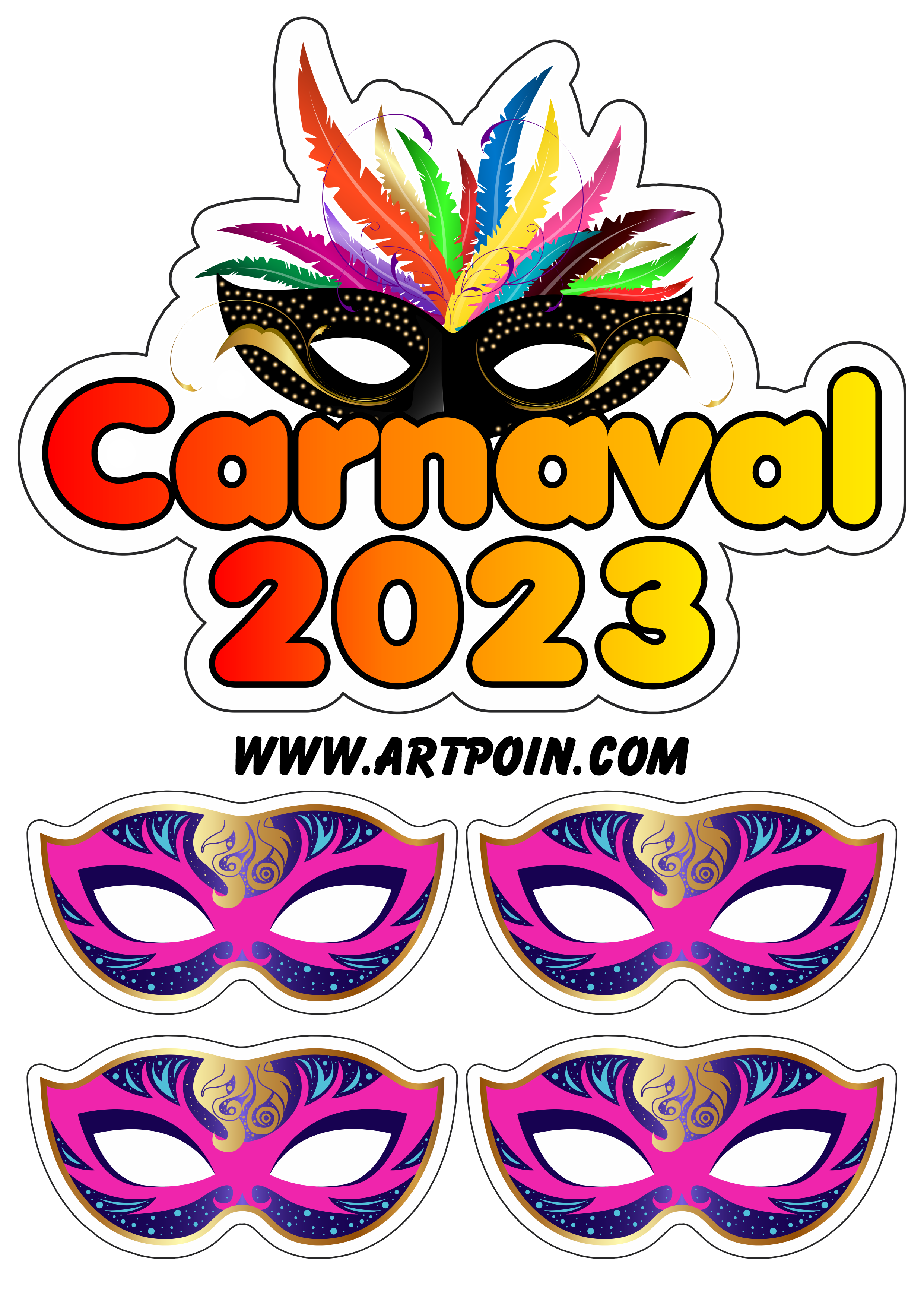 Carnaval 2023 decoração para a folia topo de bolo grátis fazendo a nossa festa free png