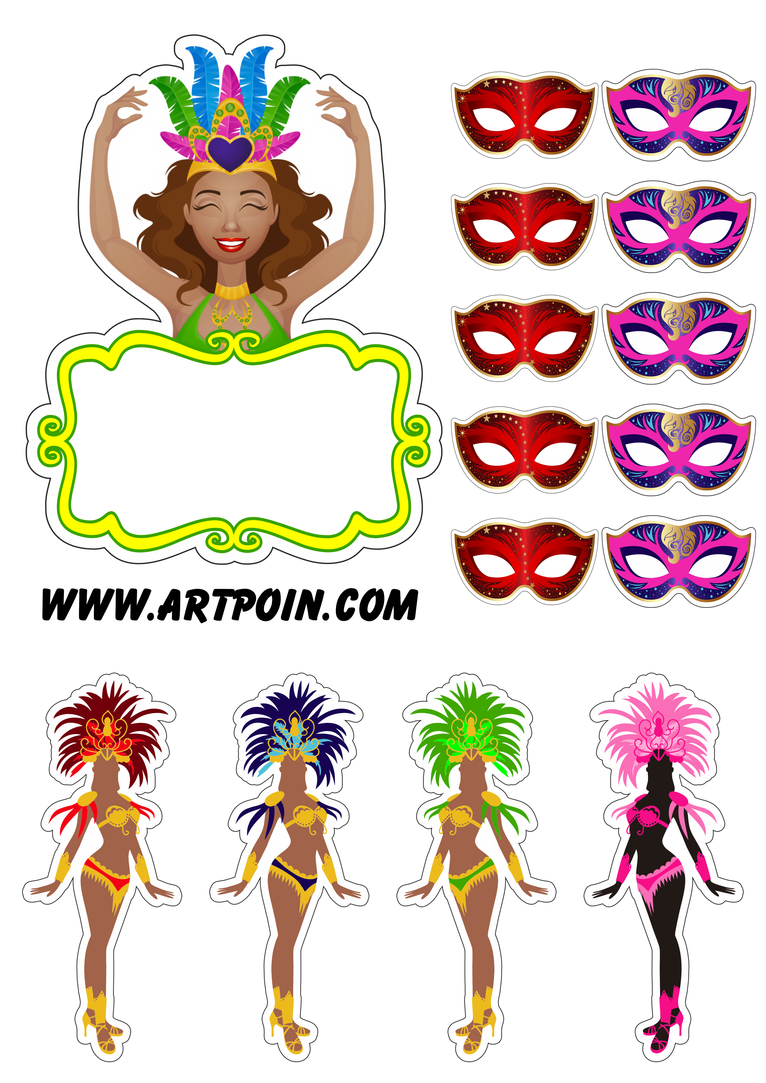 Carnaval carioca 2023 baile de máscaras topo de bolo grátis fazendo a nossa festa png