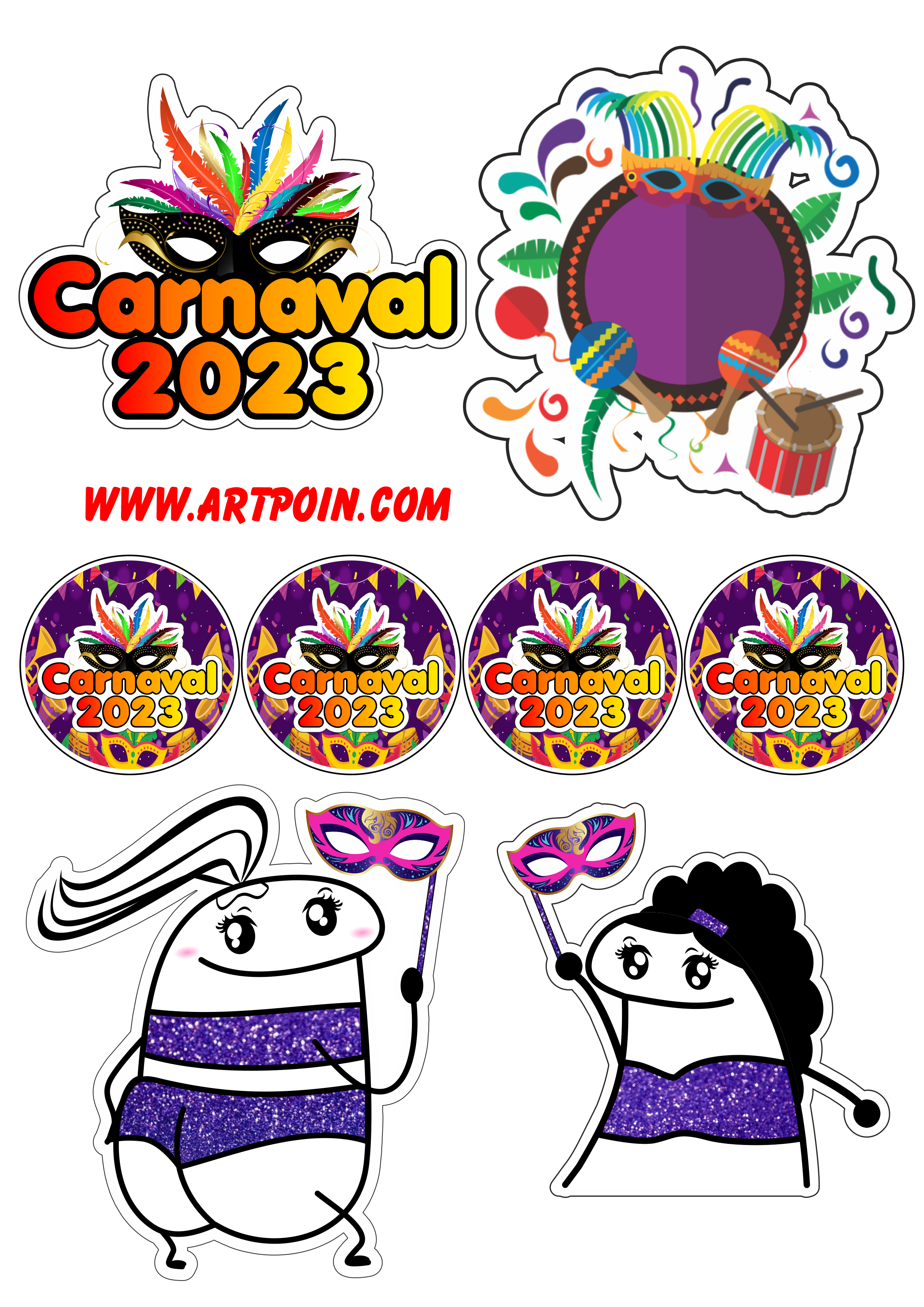 Topo de bolo engraçado baile de carnaval flork artigos para festa grátis png