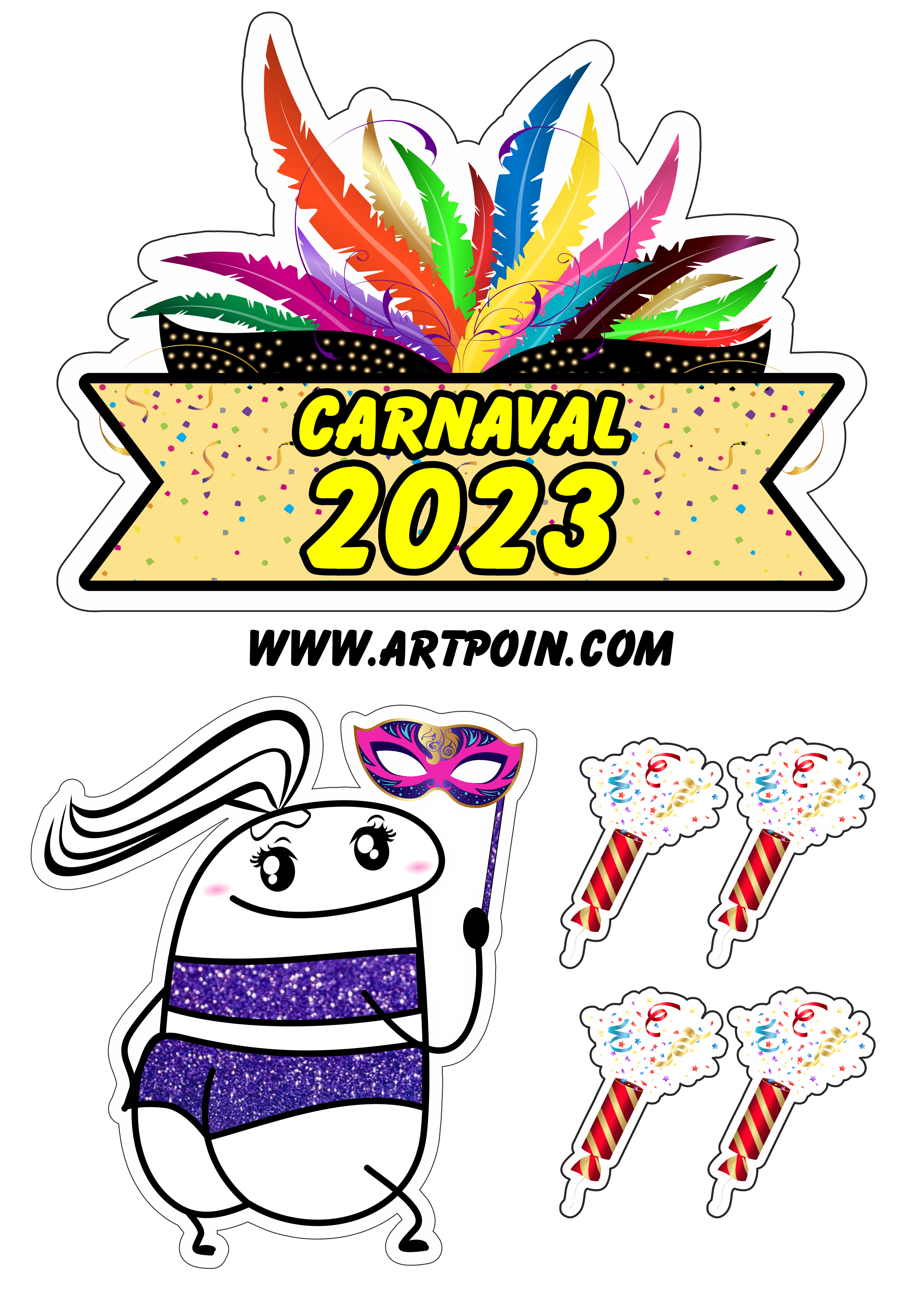 Topo de bolo carnaval 2023 flork of cows meme engraçado para enfeitar seu bolo png