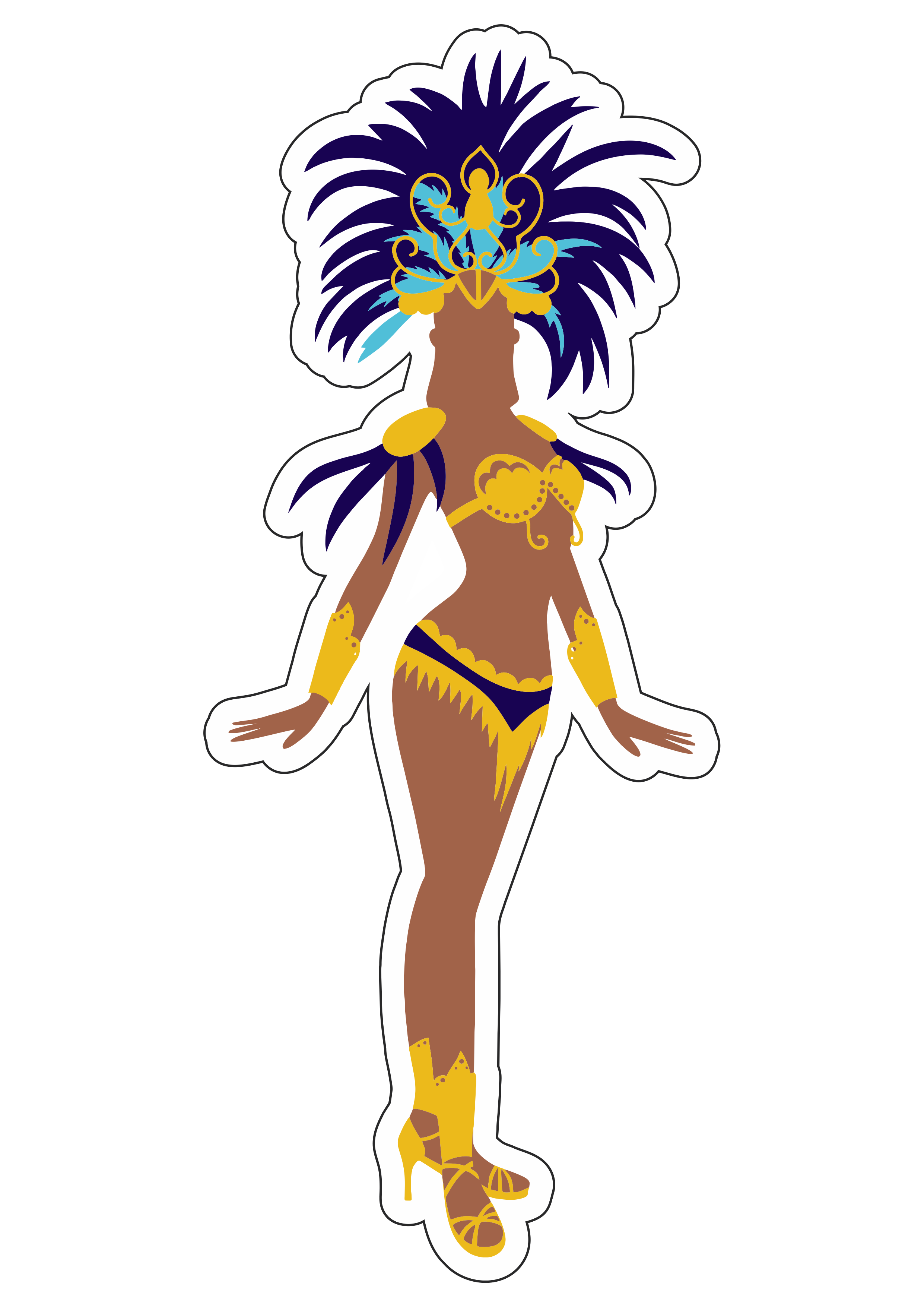 Rainha de bateria carnaval 2023 fantasia azul com dourado png