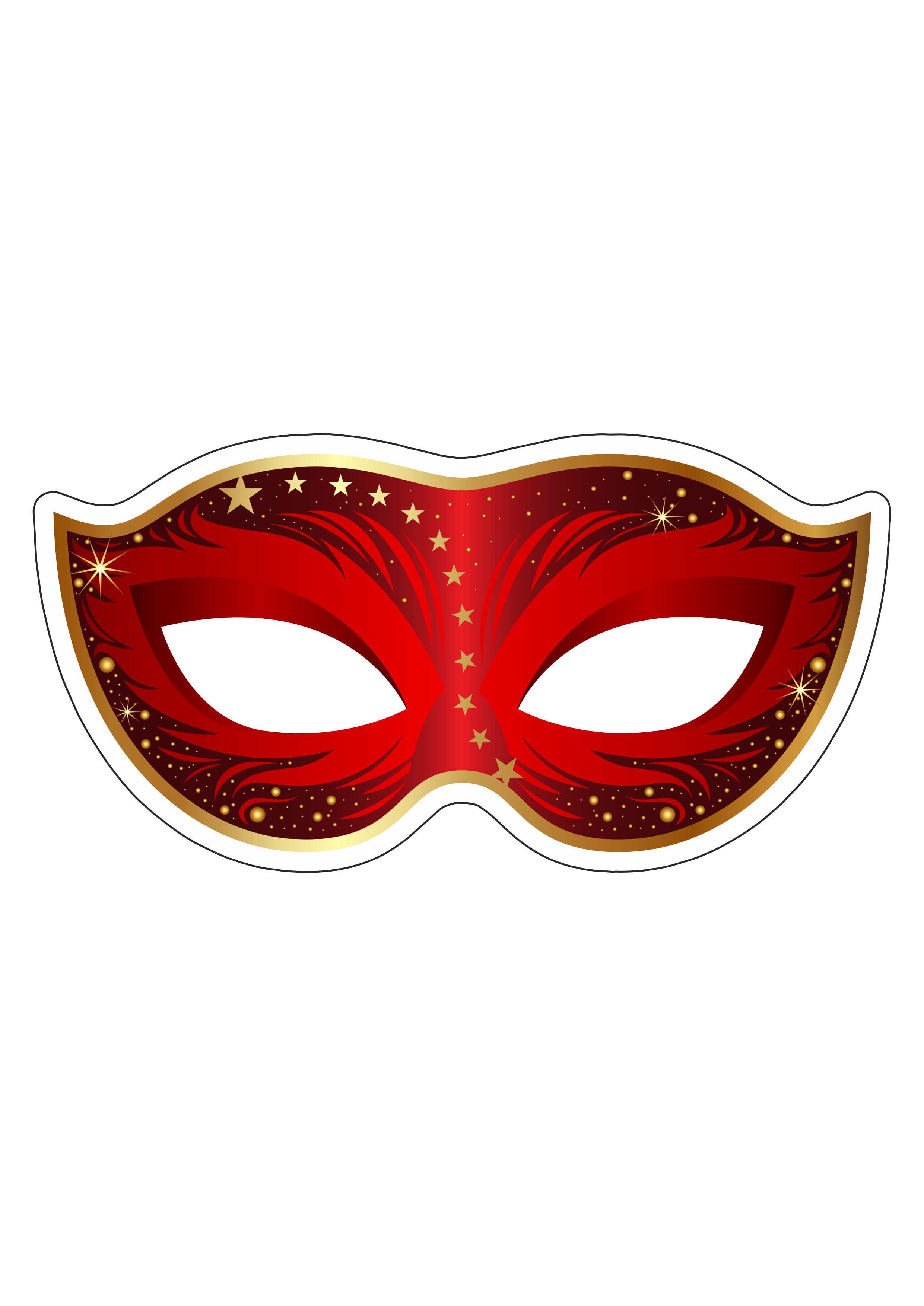 Máscaras de carnaval vermelha om estrelas douradas fundo transparente png