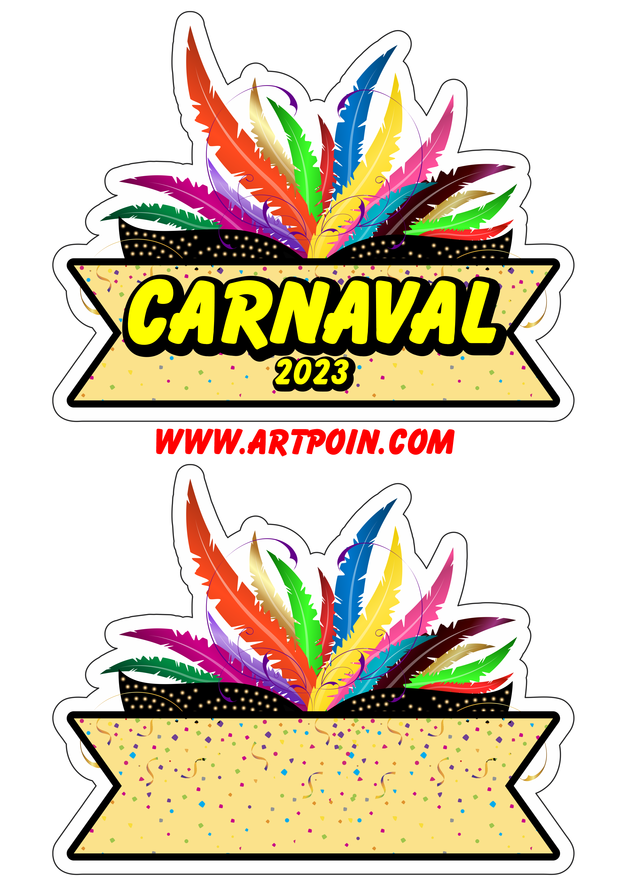 Faixa topo de bolo carnaval 2023 png
