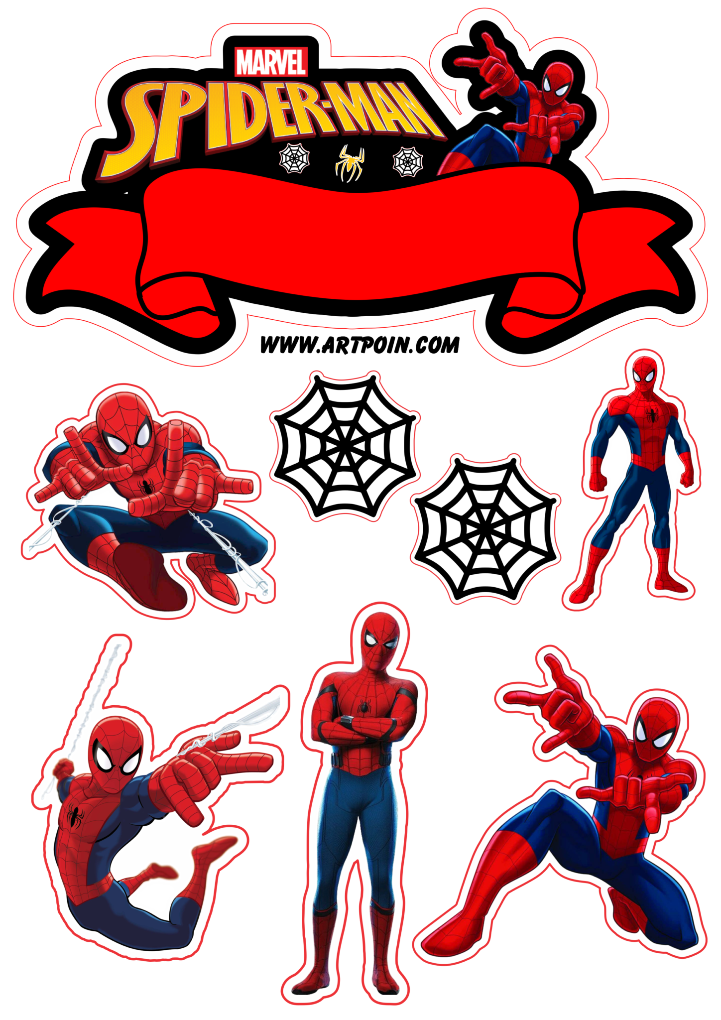 Homem aranha artes gráficas topo de bolo decoração de festa pronto para ...