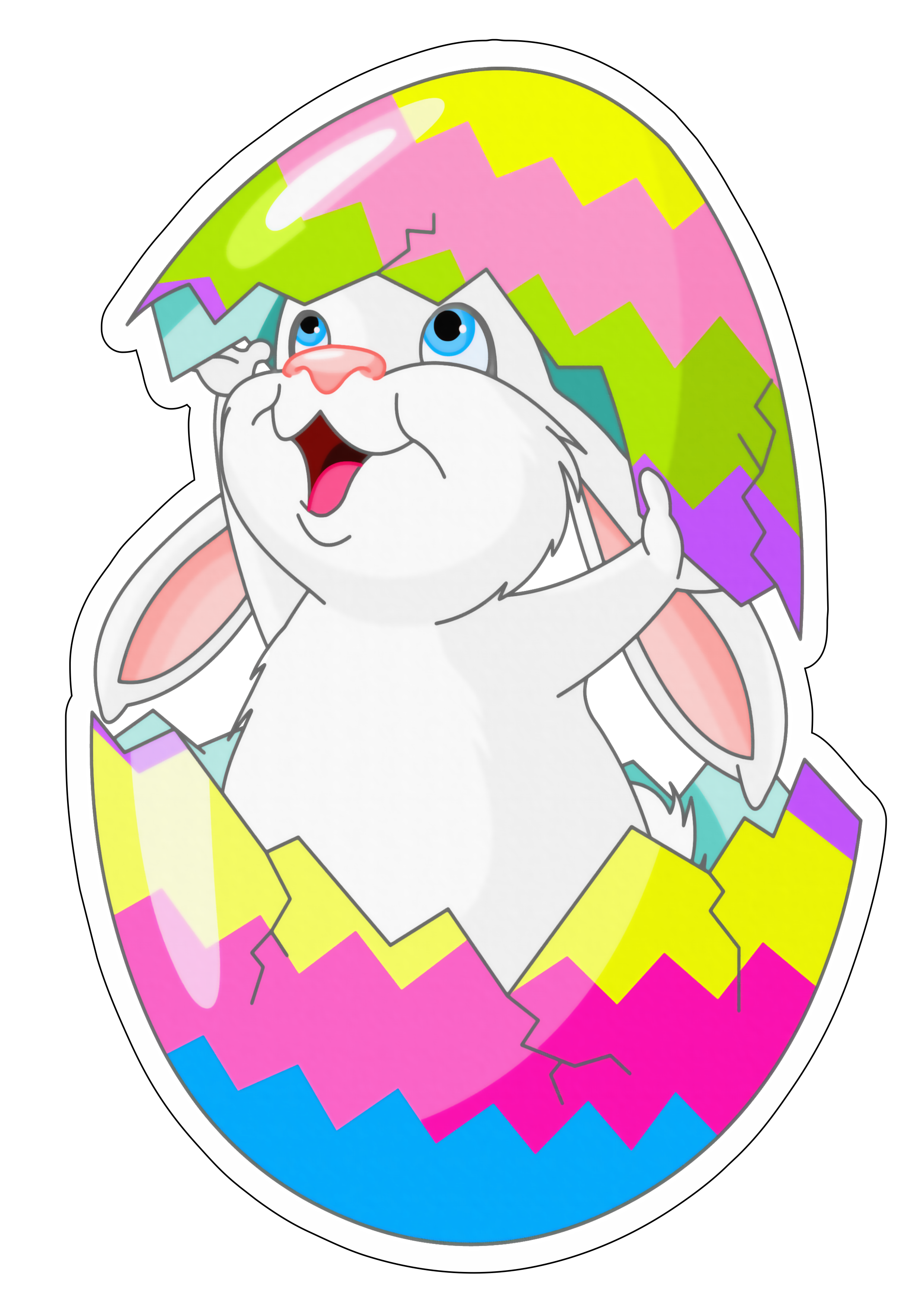 Feliz páscoa coelho com ovinho colorido artes gráficas png