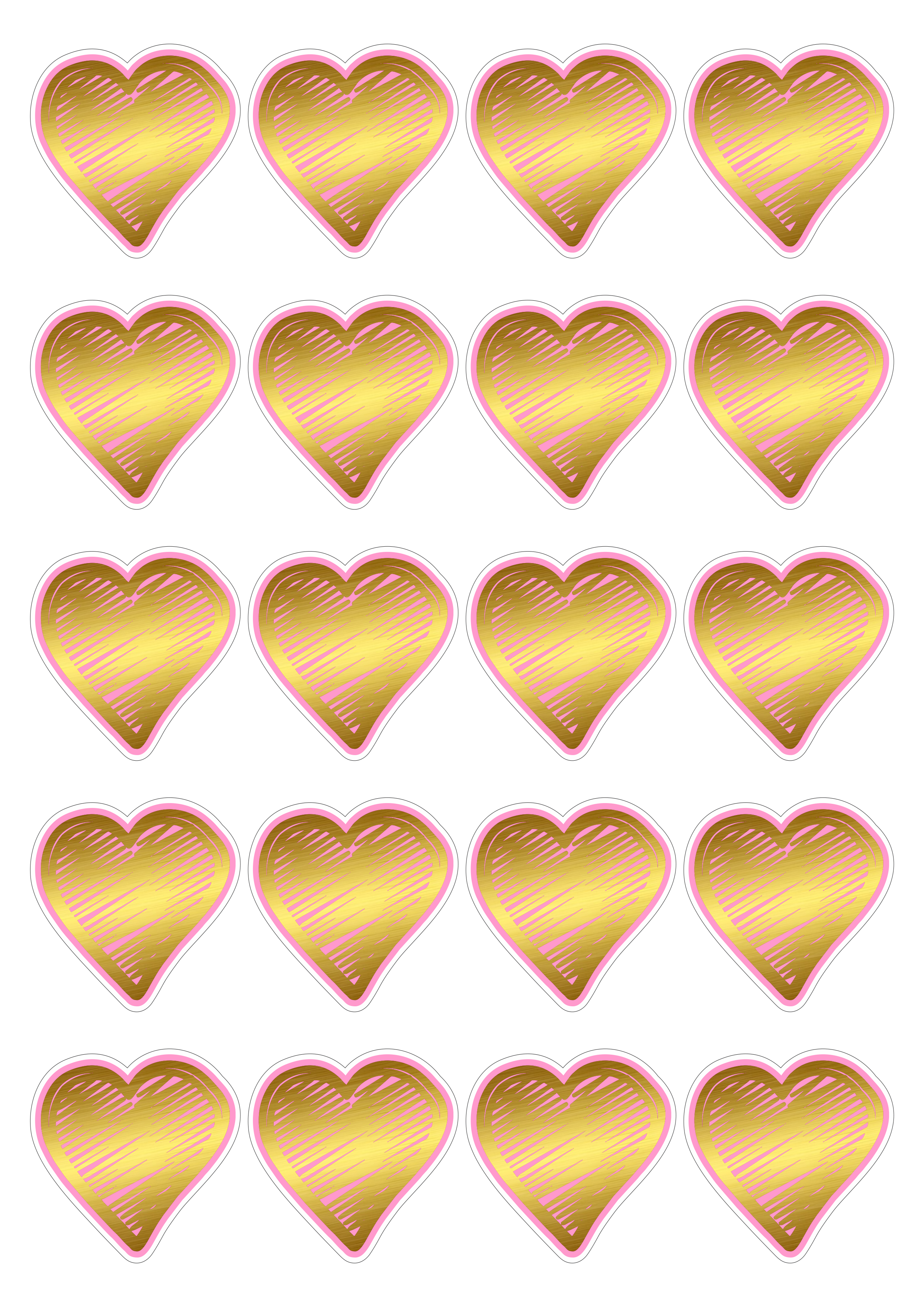 Coração rosa com dourado artes gráficas adesivos stickers tags 20 imagens png
