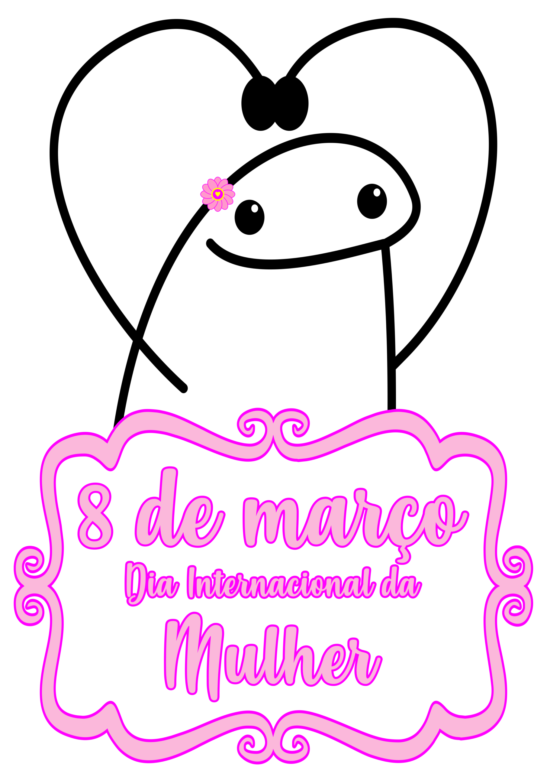 Dia internacional da mulher flork engraçado artes gráficas para imprimir png