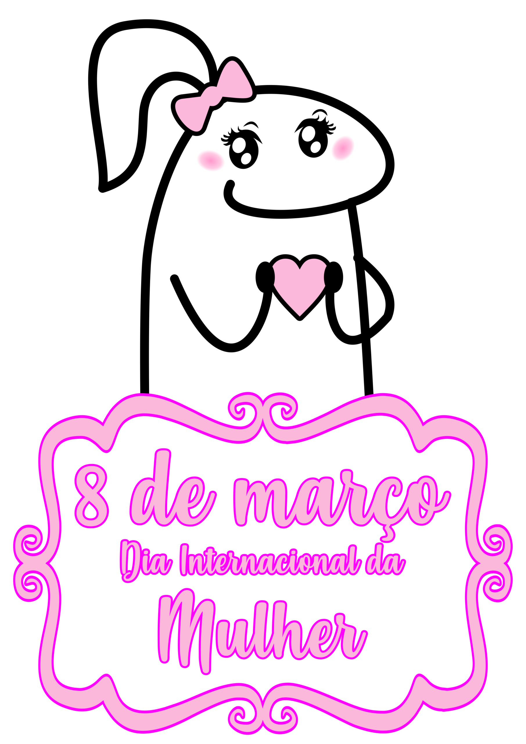 Dia internacional da mulher flork engraçado artes gráficas para imprimir mimos fofinhos png