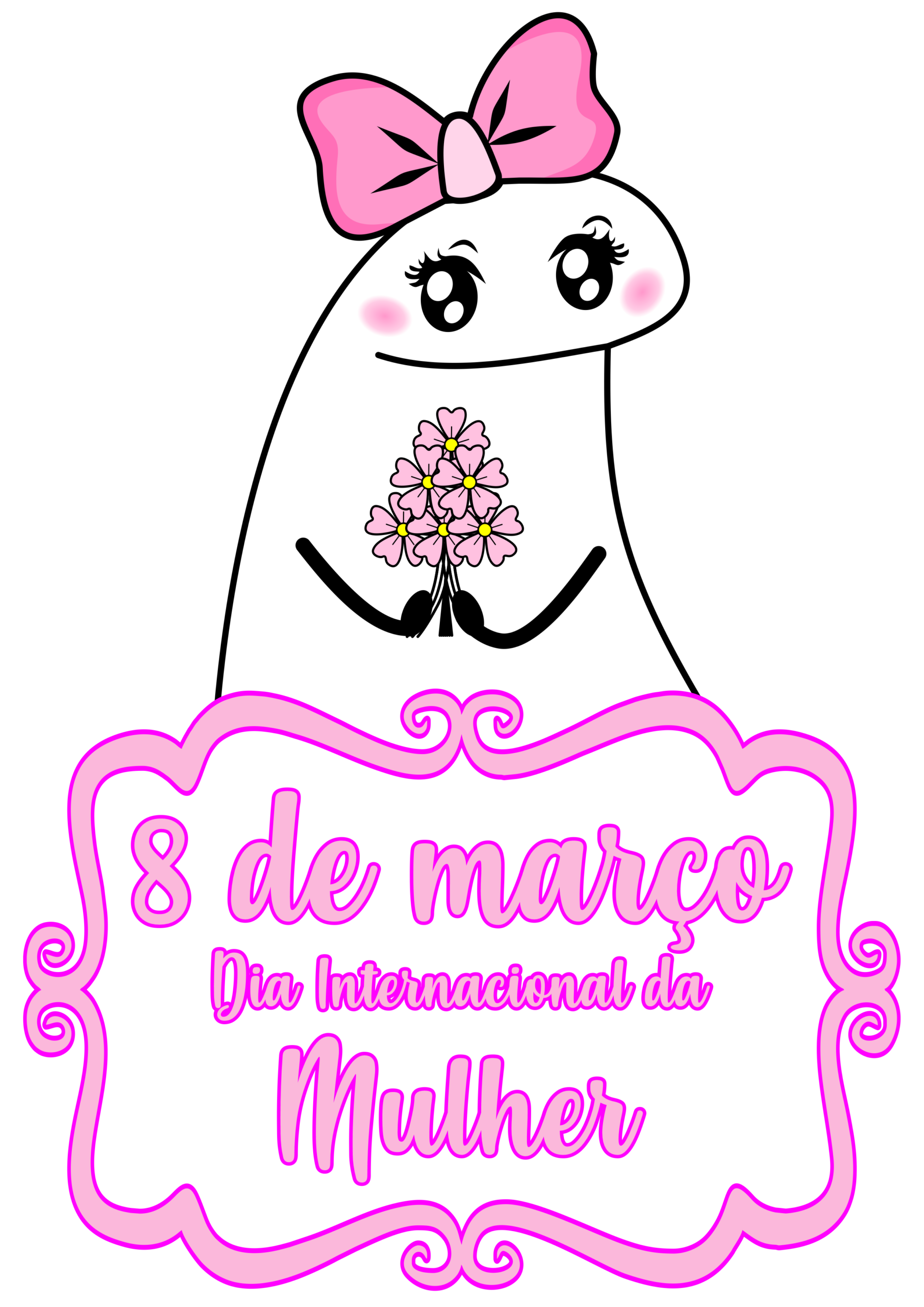 Dia internacional da mulher flork engraçado artes gráficas grátis mimos fofinhos png