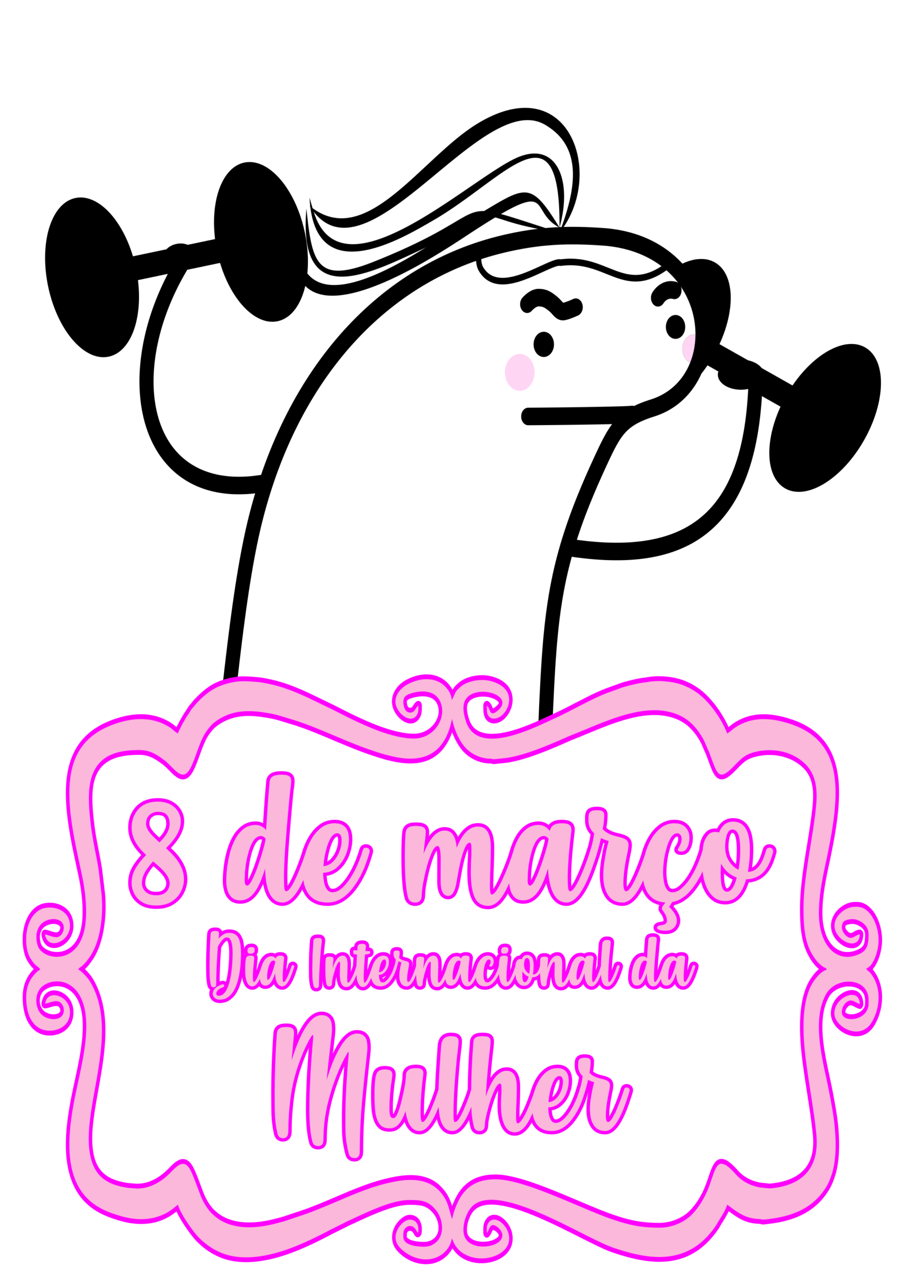 Figurinhas engraçadas dia internacional da mulher musculação pronto para imprimir png